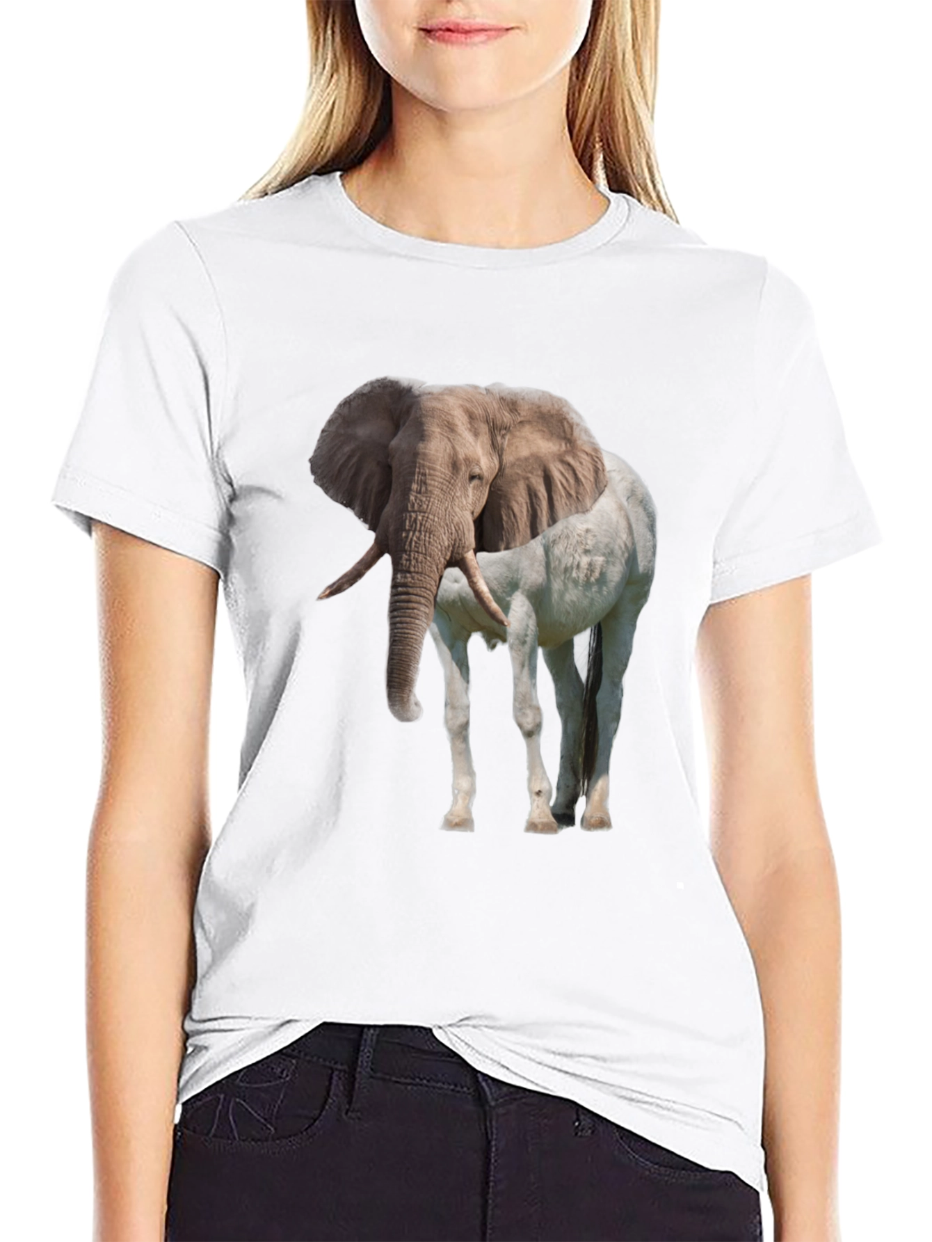 Black Elephant Horse Graphic Tee view 9
