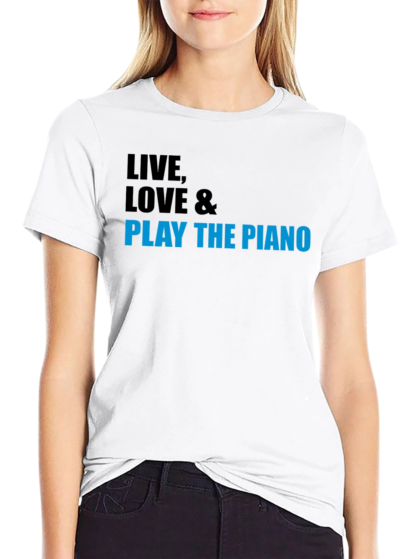 Black Live, Love & Play the Piano T-Shirt view 9