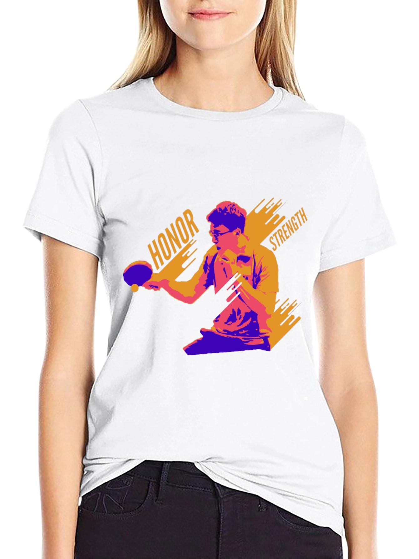 Black Honor Strength Table Tennis Graphic Tee view 9