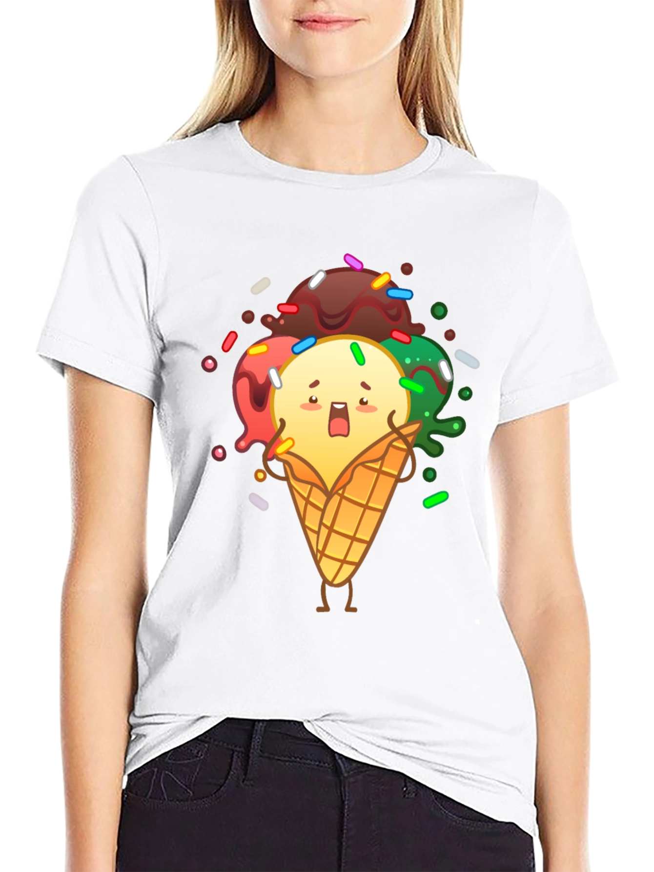 Black Funny Ice Cream Graphic T-Shirt view 9