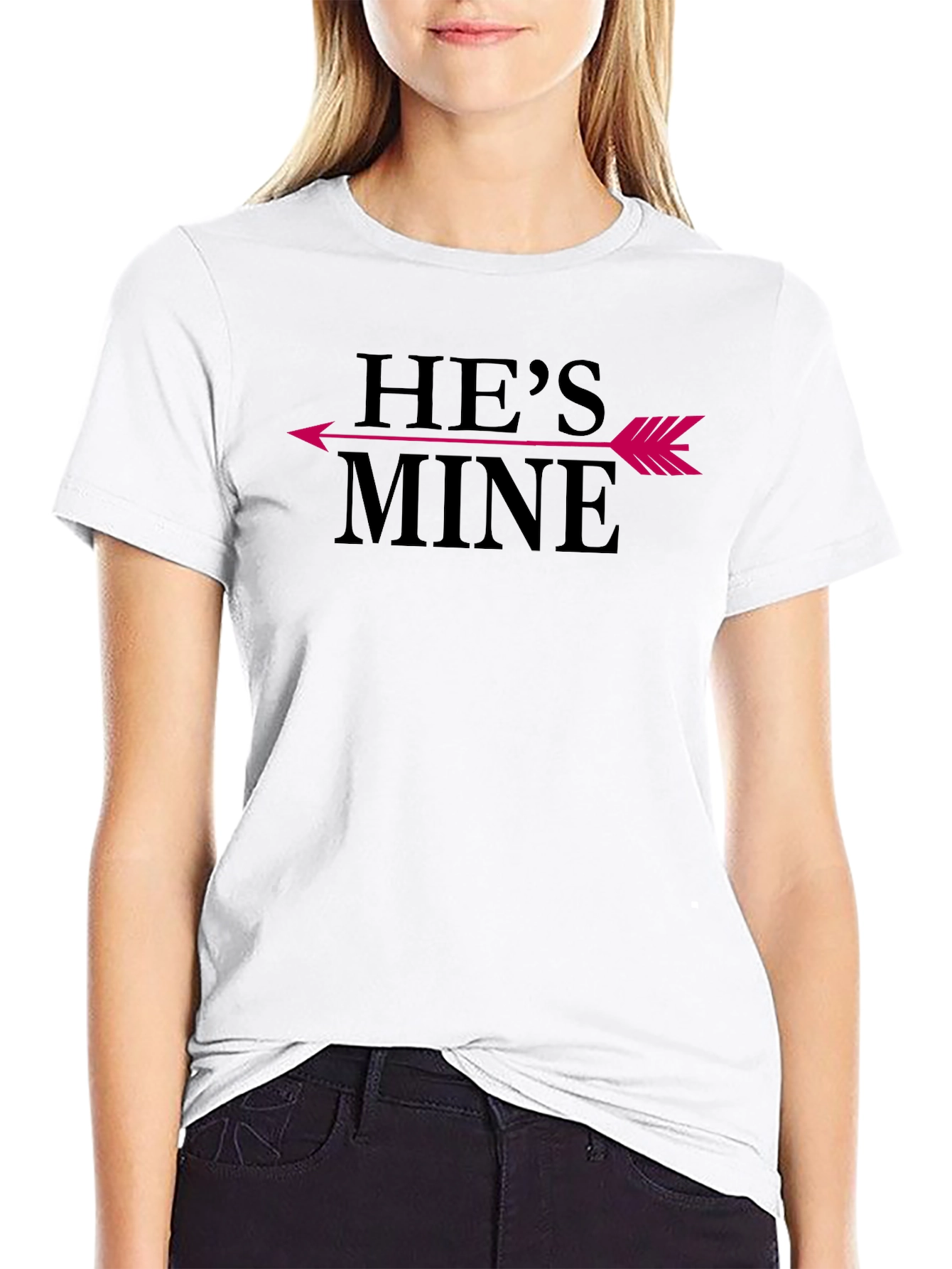 Black He's Mine Graphic Tee - Funny Couples Shirt view 9