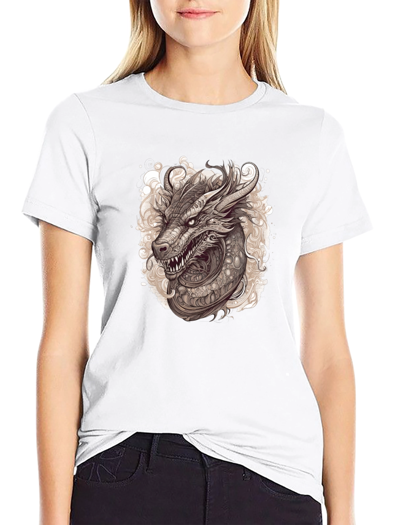 Black Dragon Graphic Tee - Stylish Black Cotton Blend view 9