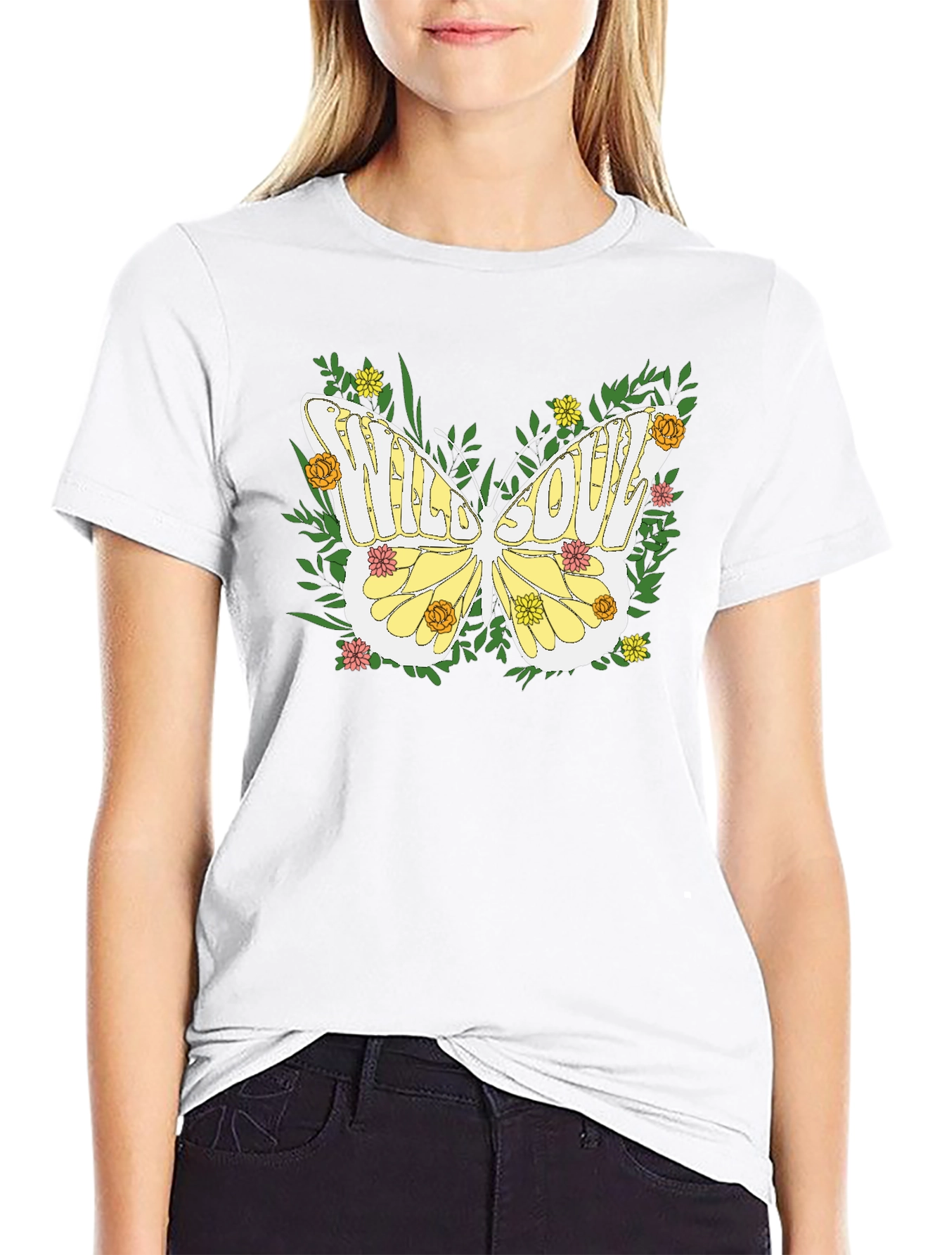 Black Wild Soul Butterfly Graphic Tee - Nature Inspired Comfort view 9