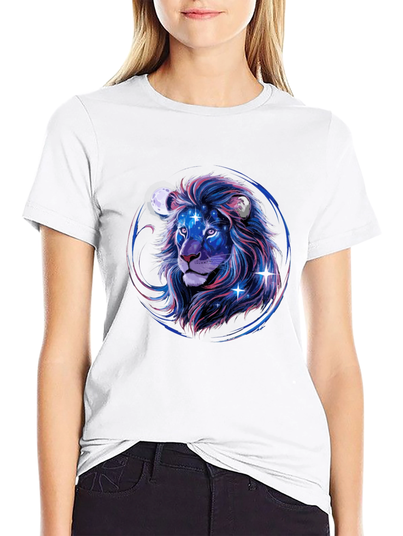 Black Cosmic Lion Graphic Tee - Black view 9