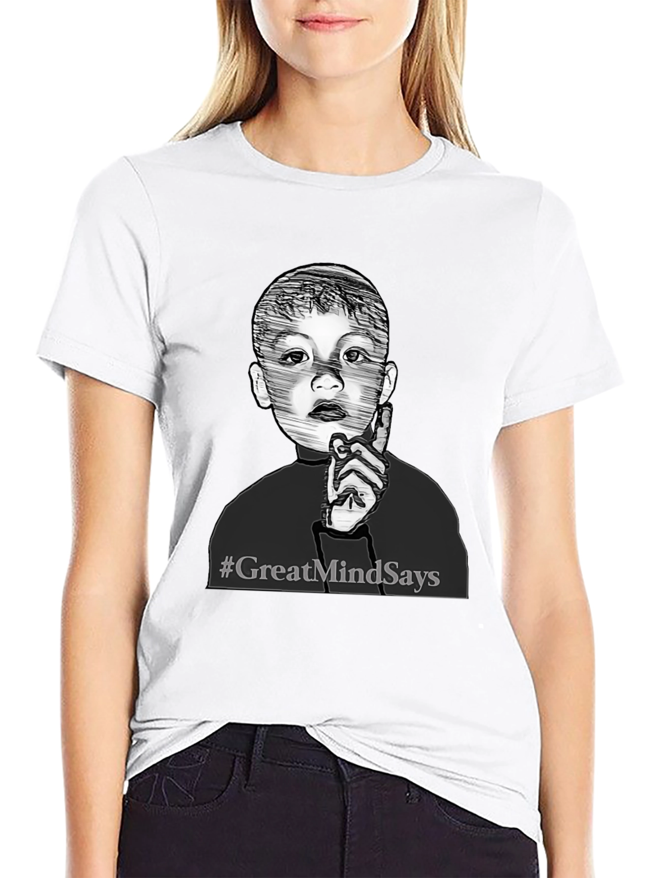 Black Great Mind Says Graphic Tee - Stylish Black T-Shirt view 9