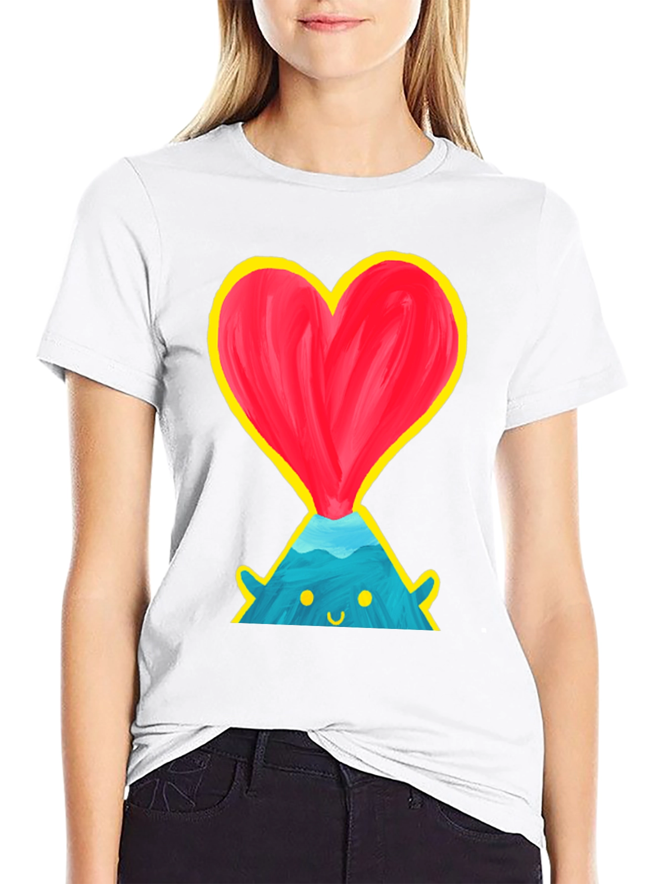 Black Volcano Heart T-Shirt - Erupting Love view 9