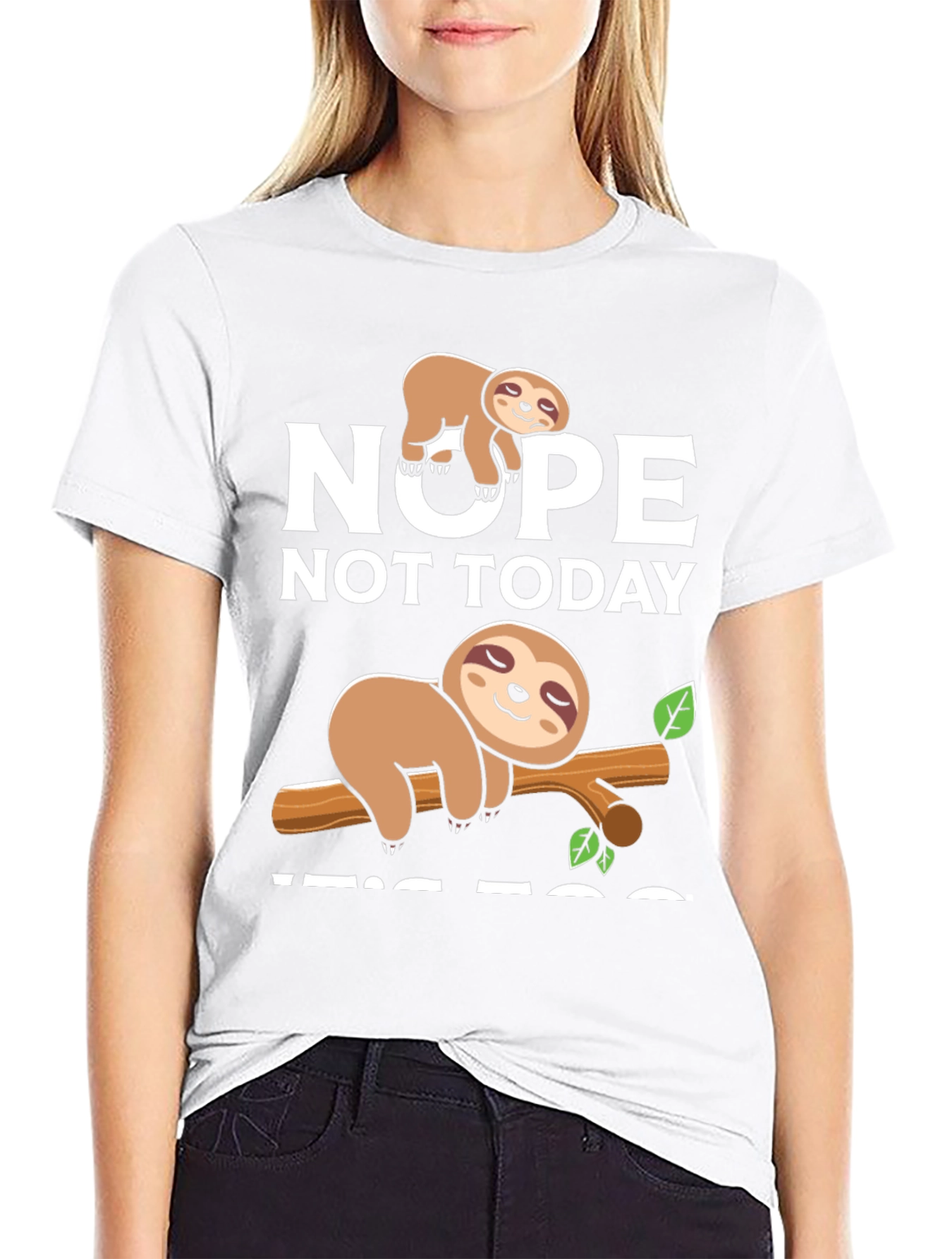 Black Nope Not Today Sloth Graphic Tee - Comfort & Style view 9