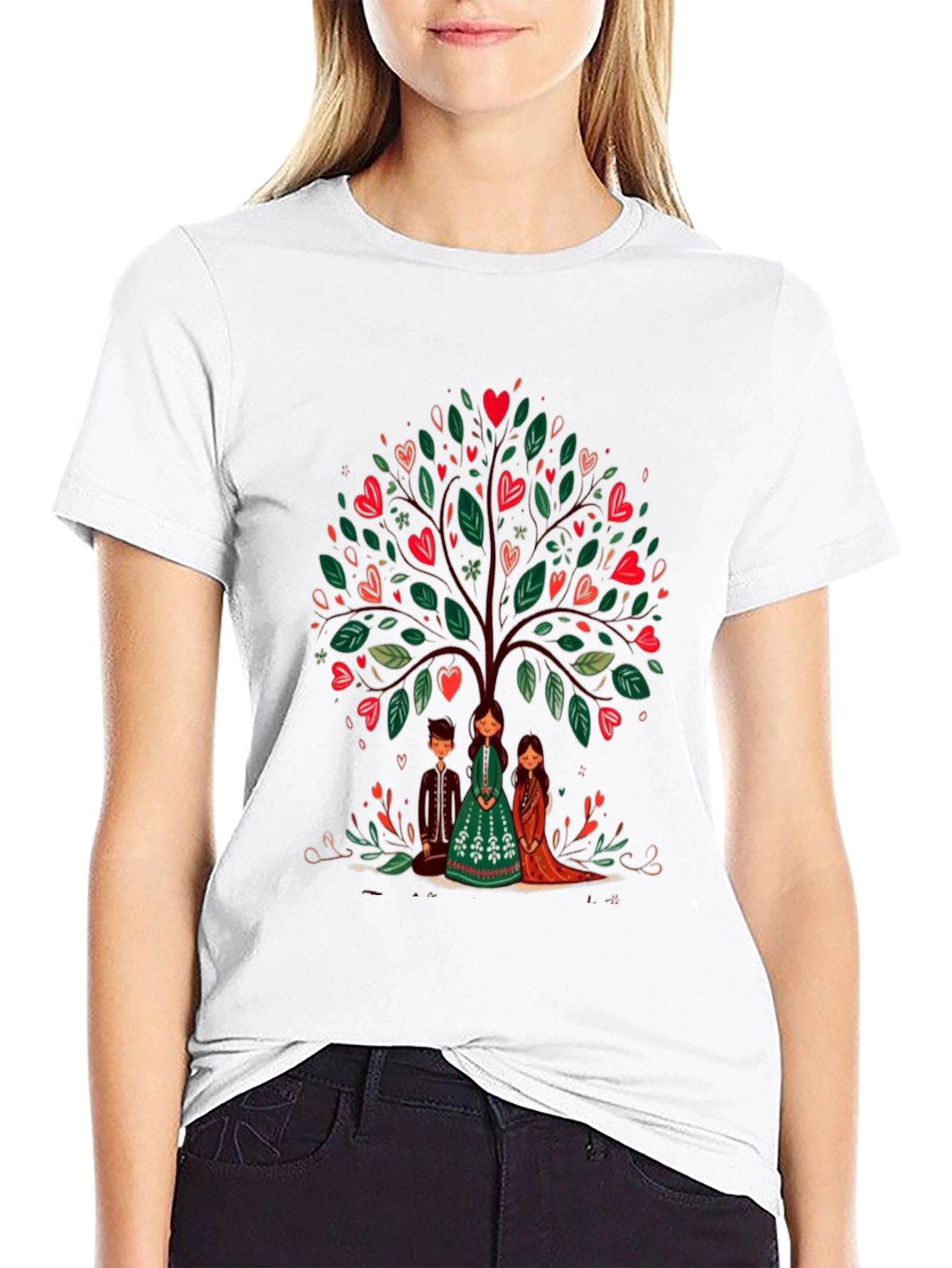 Black Heart Tree Graphic Tee - Whimsical Design view 9