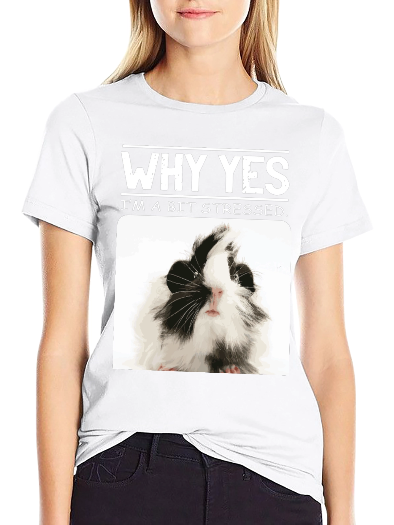 Black Why Yes I'm A Bit Stressed Guinea Pig T-Shirt view 9