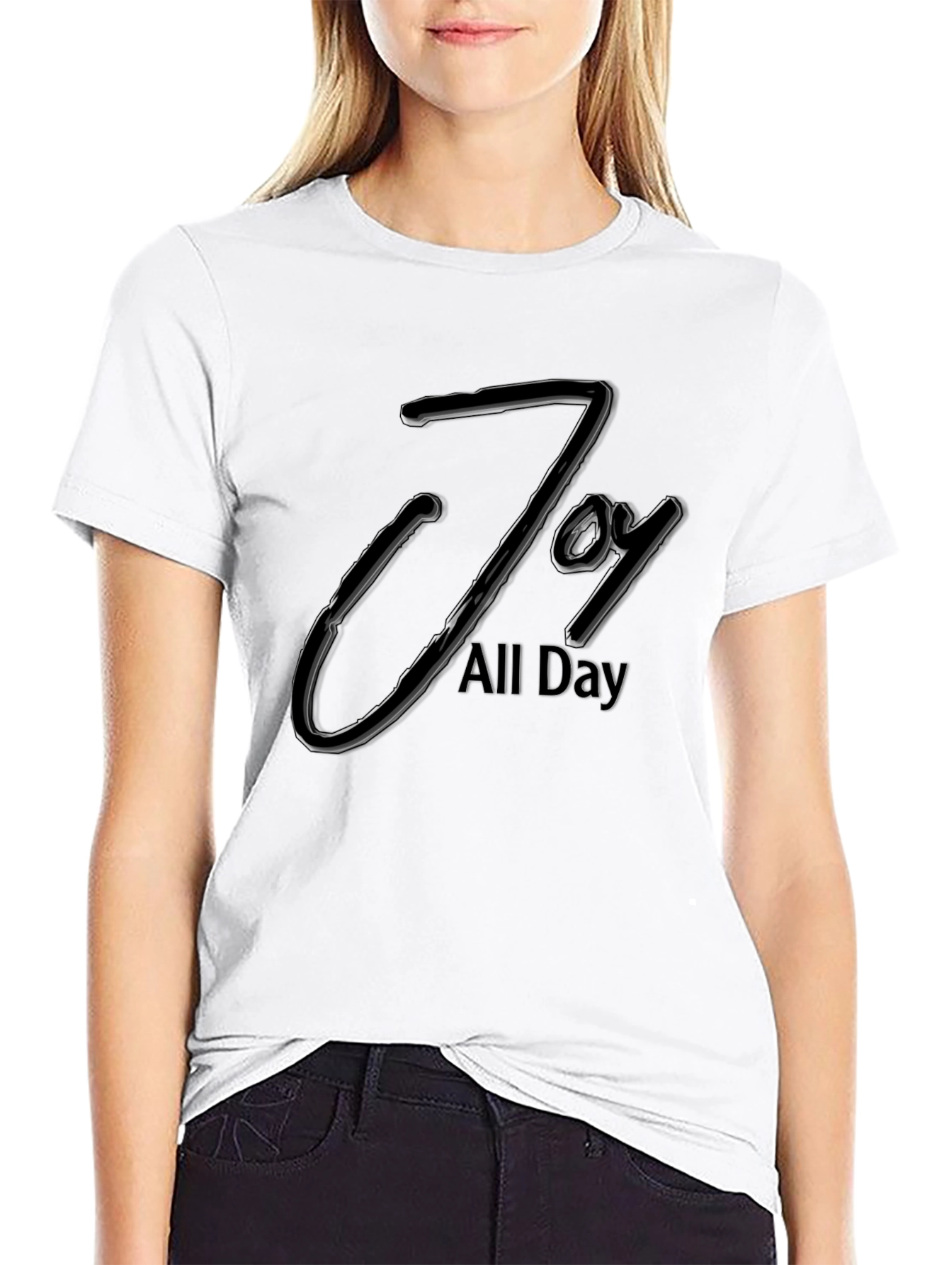 Black Joy All Day Black Graphic Tee - Modern Style view 9