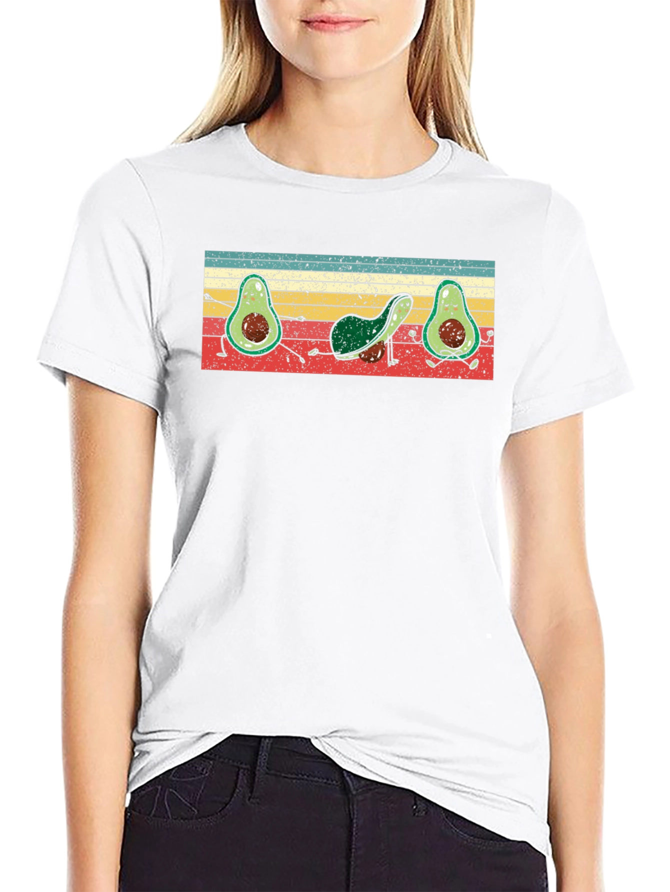Black Retro Avocado Yoga T-Shirt view 9
