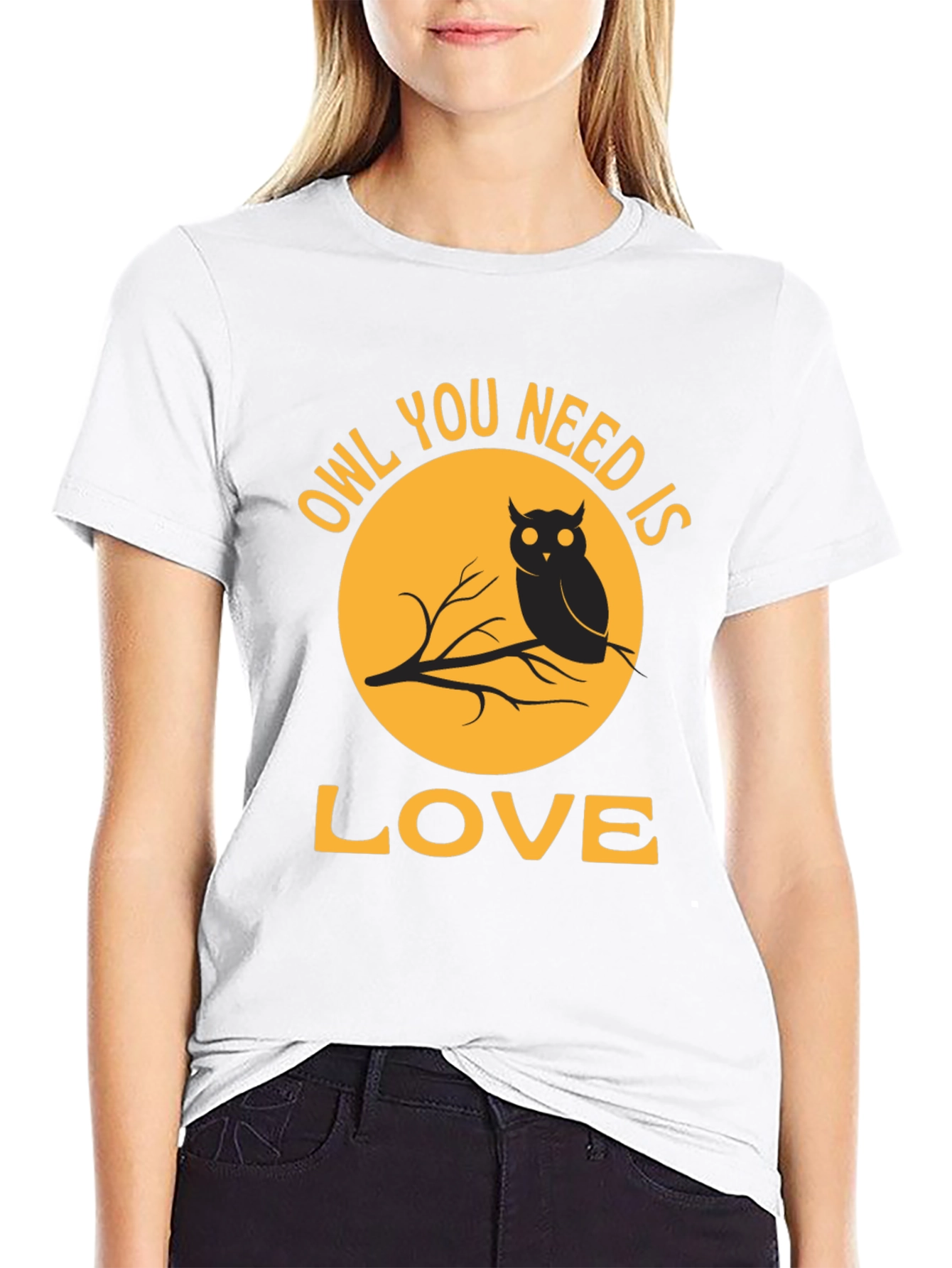 Black Owl You Need Is Love T-Shirt - Black view 9