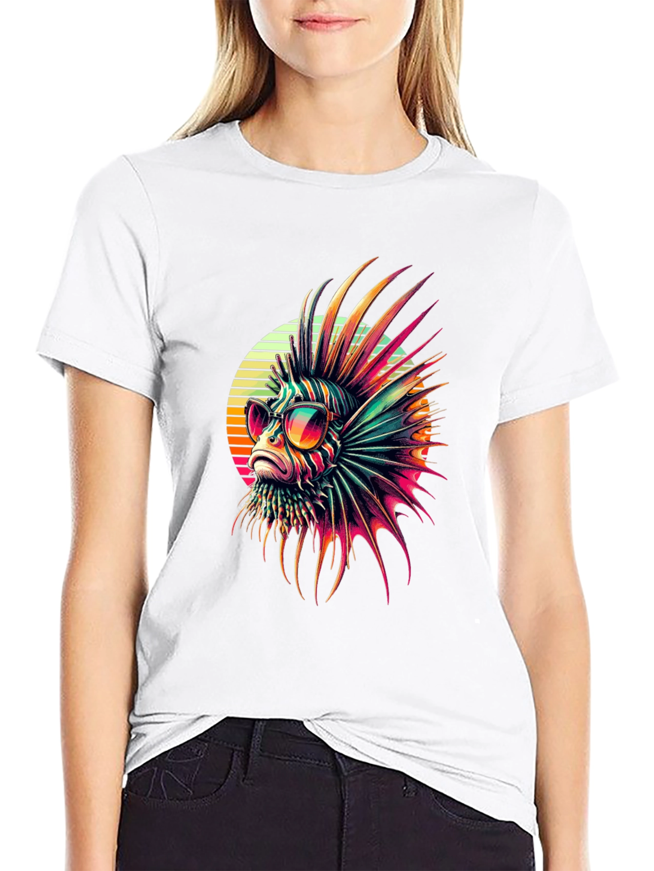 Black Cool Lionfish T-Shirt view 9