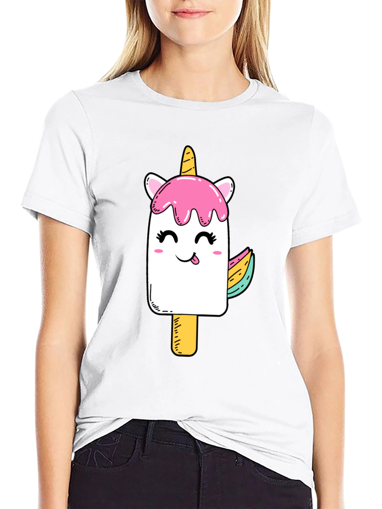 Black Unicorn Popsicle Graphic Black T-Shirt view 9