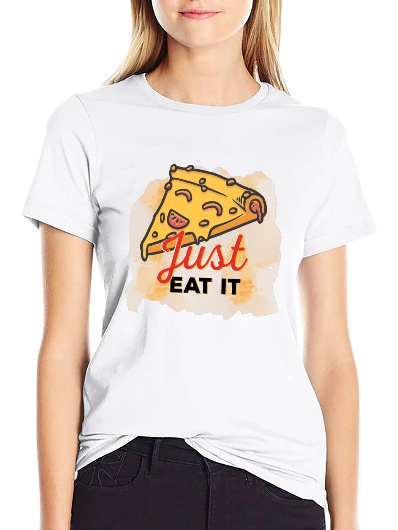 Black Just Eat It Pizza Graphic Tee - Black T-Shirt view 9