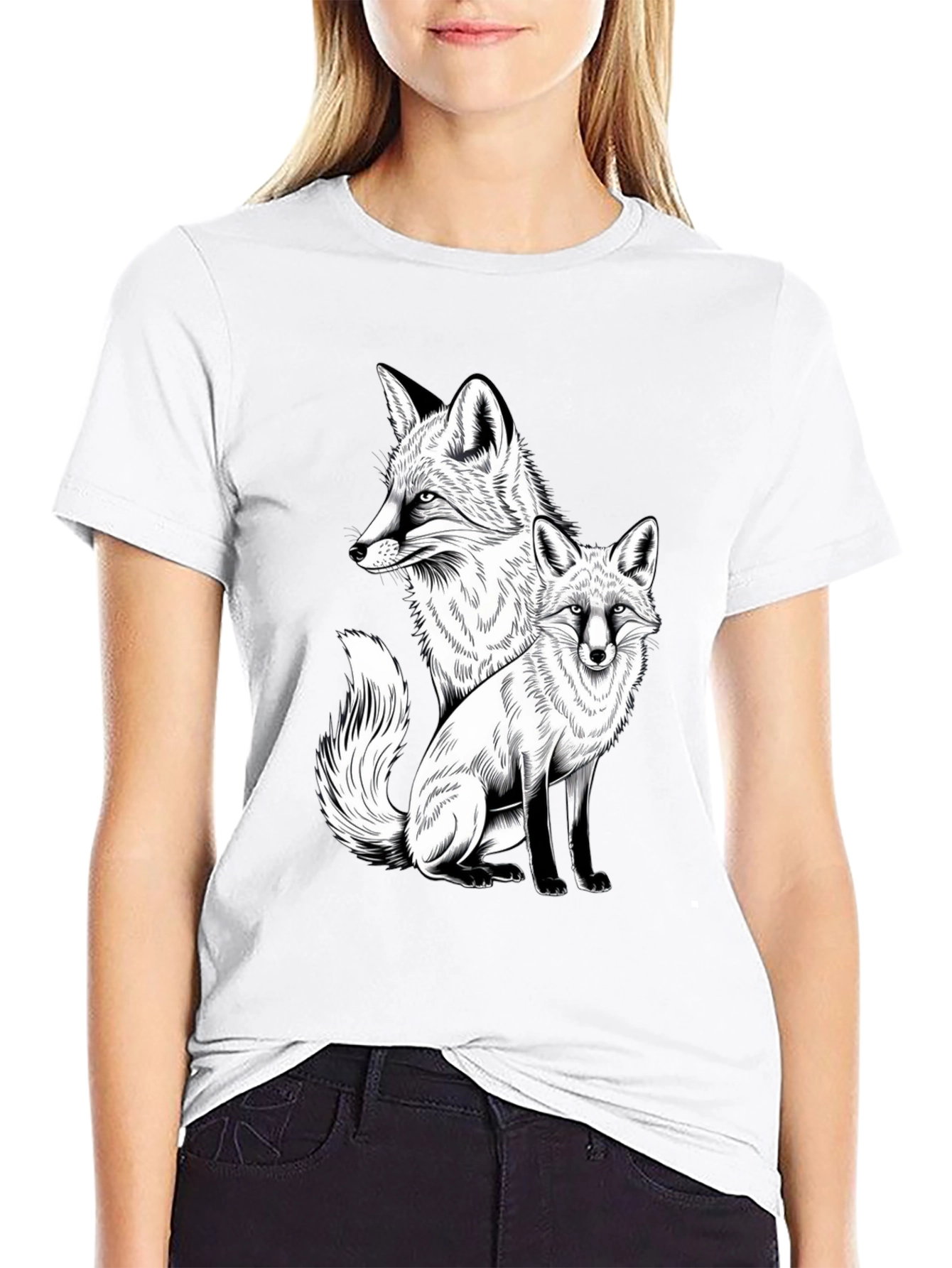 Black Fox Graphic Tee - Stylish Animal Print Shirt view 9