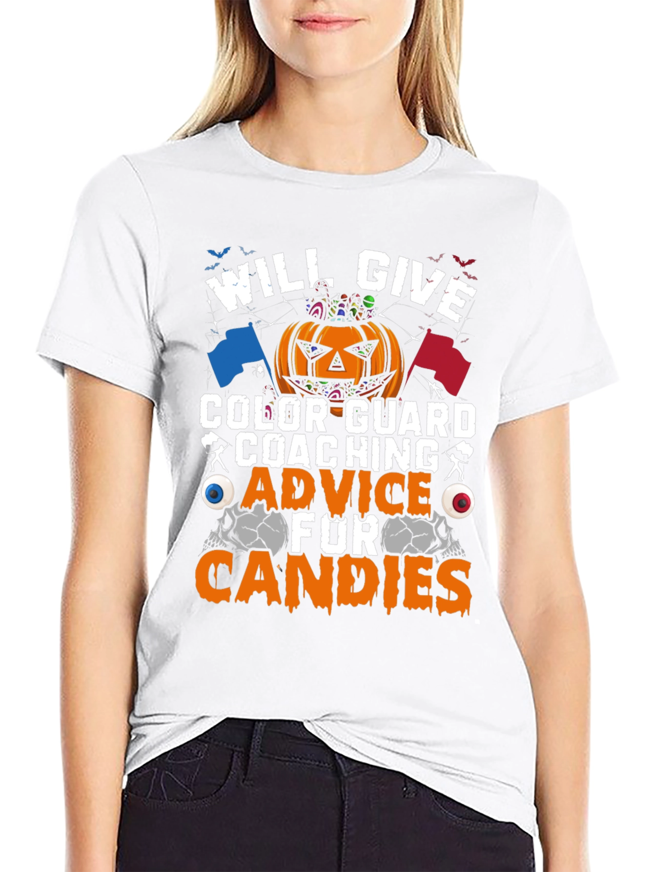 Black Halloween Color Guard Coaching T-Shirt view 9