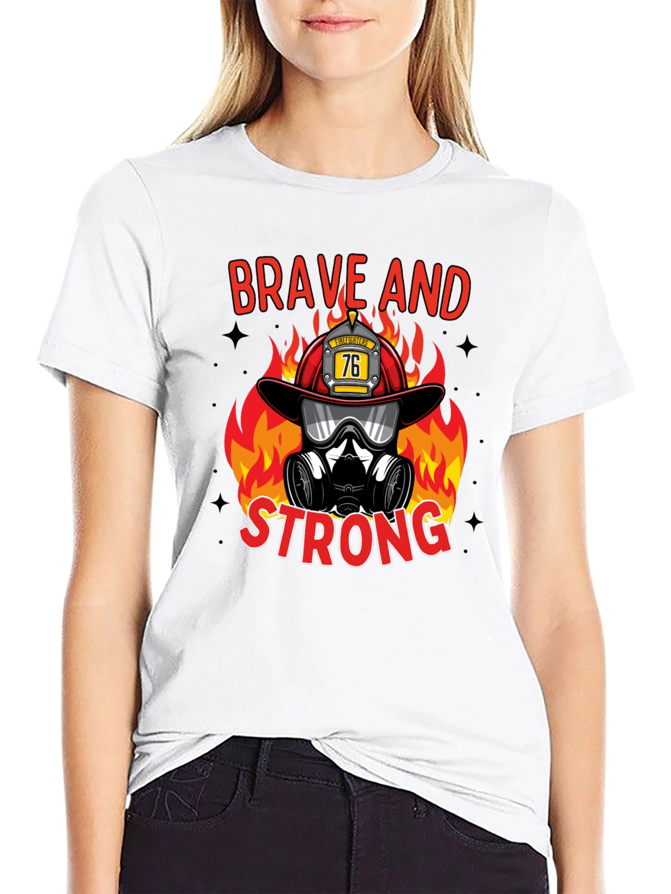 Black Brave Firefighter Graphic T-Shirt view 9