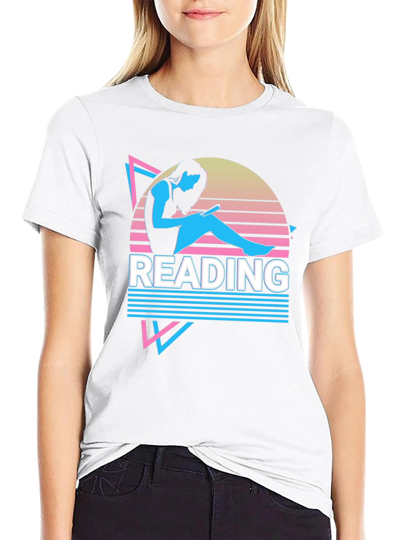 Black Retro Reading T-Shirt - 80s Style Reader Tee view 9