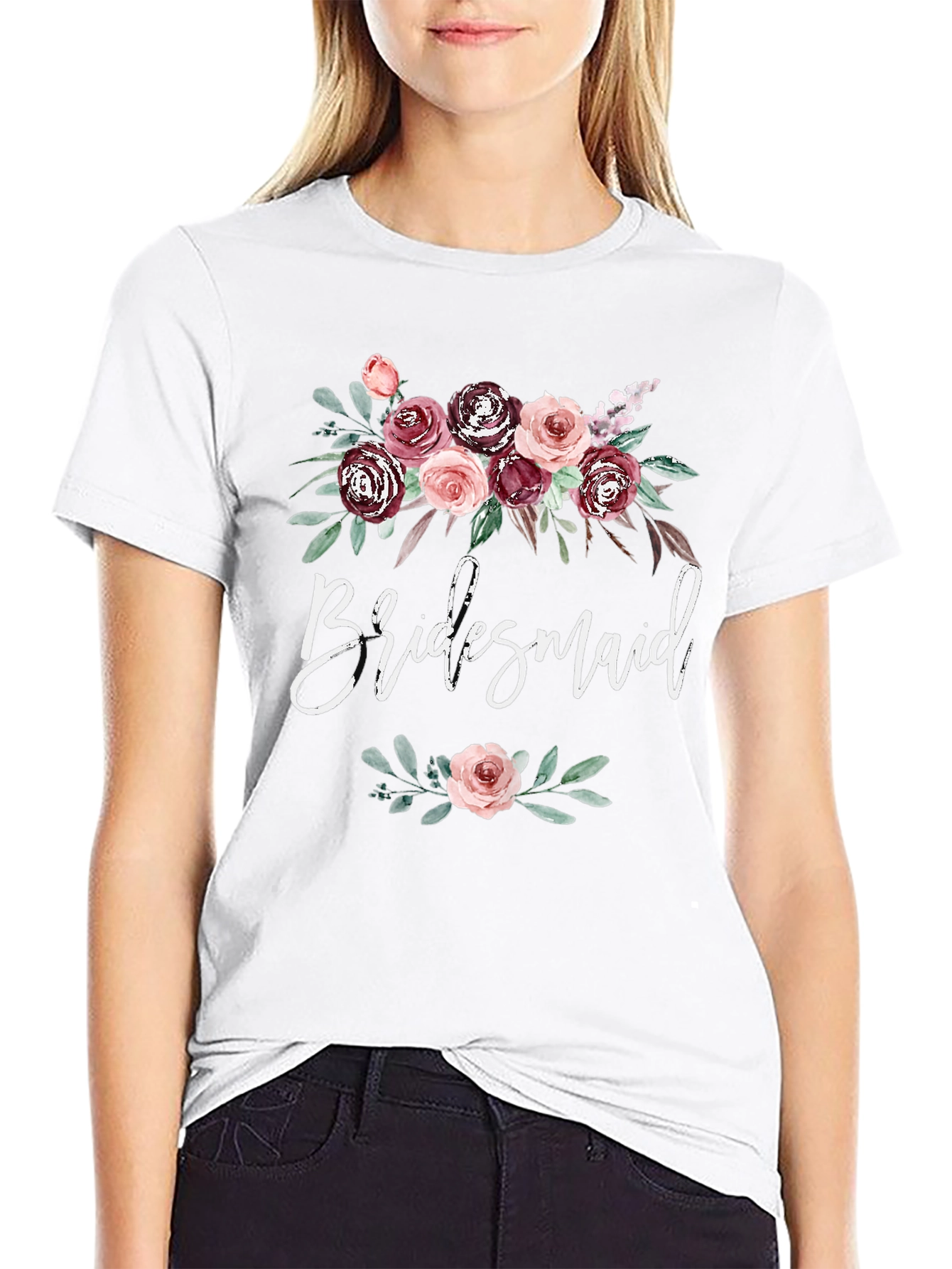 Black Bridesmaid Floral T-Shirt view 9