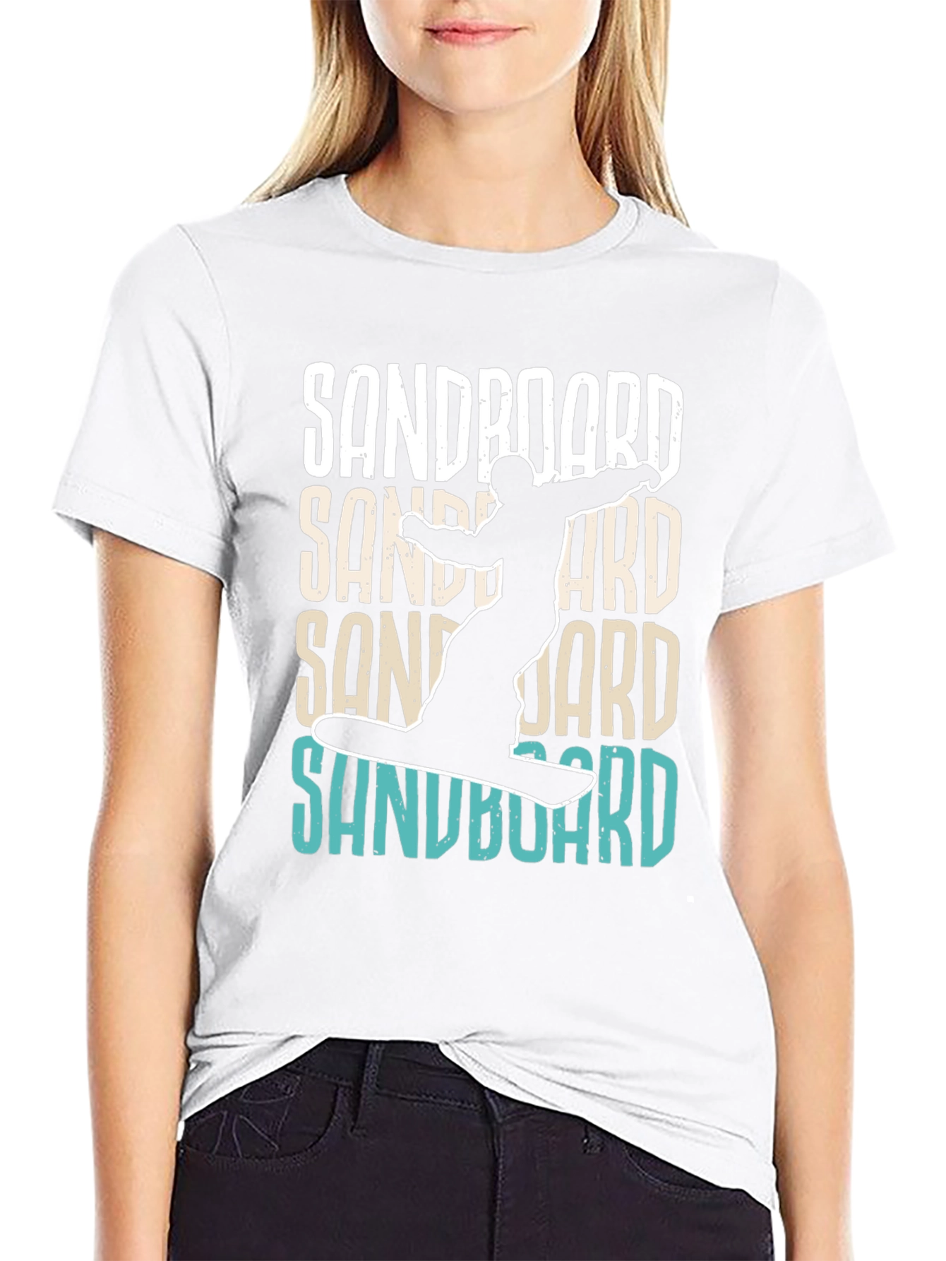 Black Sandboard T-Shirt - Unique Sandboarding Design view 9