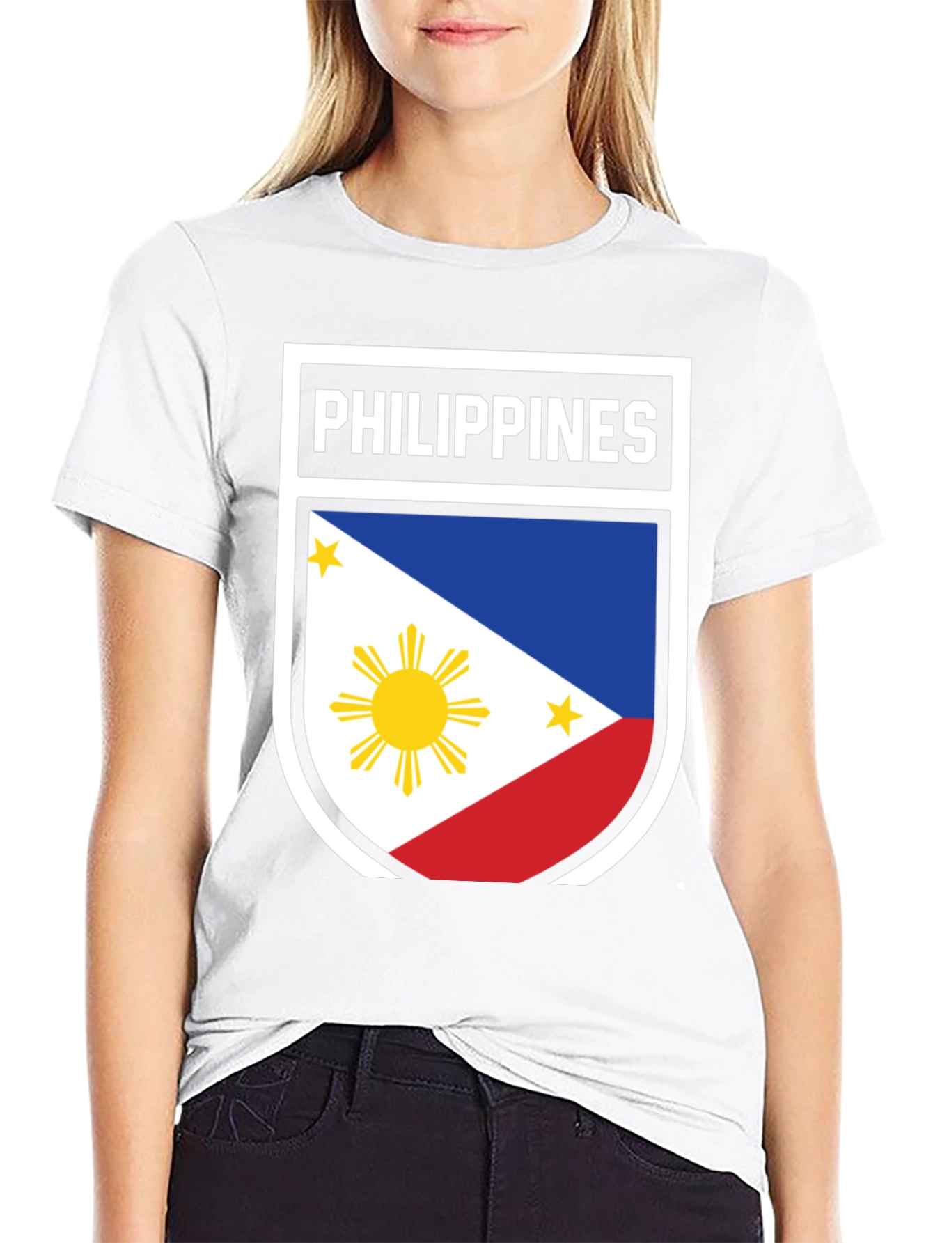 Black Philippines Flag Shield T-Shirt - Patriotic Filipino Pride view 9