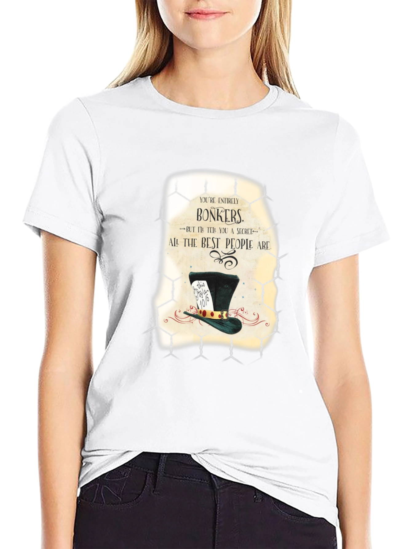 Black Alice in Wonderland Bonkers Graphic T-Shirt view 9