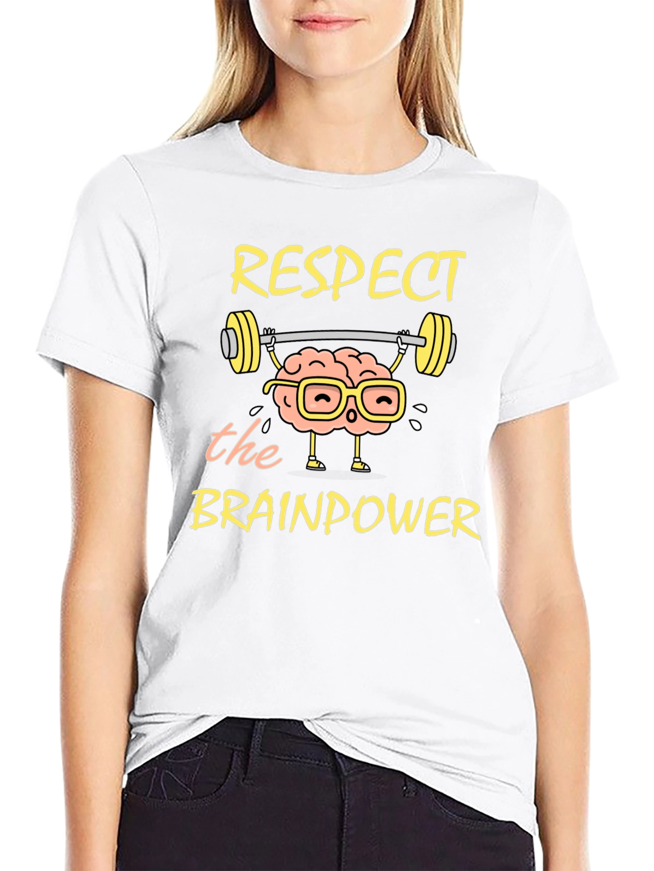 Black Respect the Brainpower T-Shirt - Smart & Funny Tee view 9