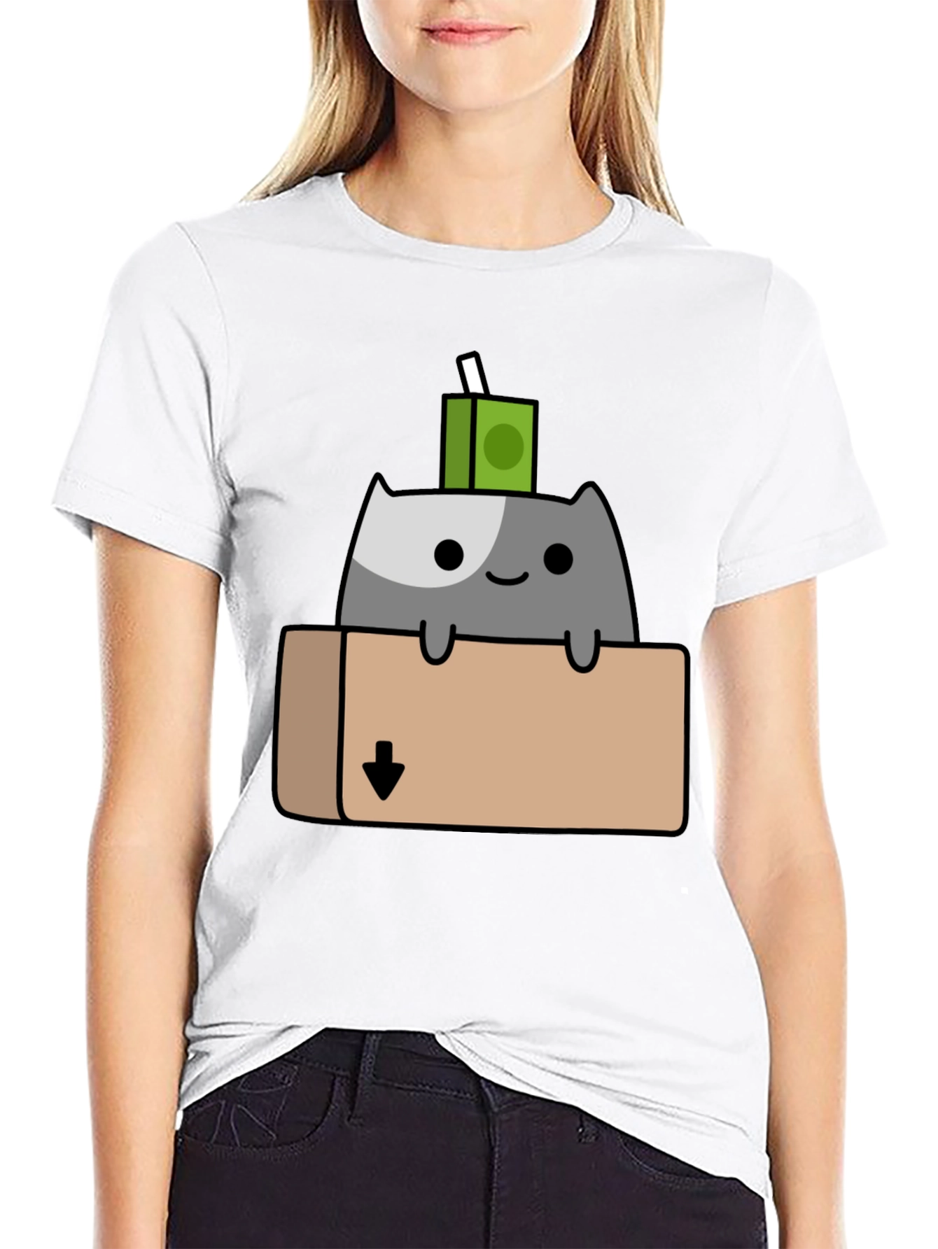 Black Cat in Box T-Shirt - Quirky Cartoon Design view 9