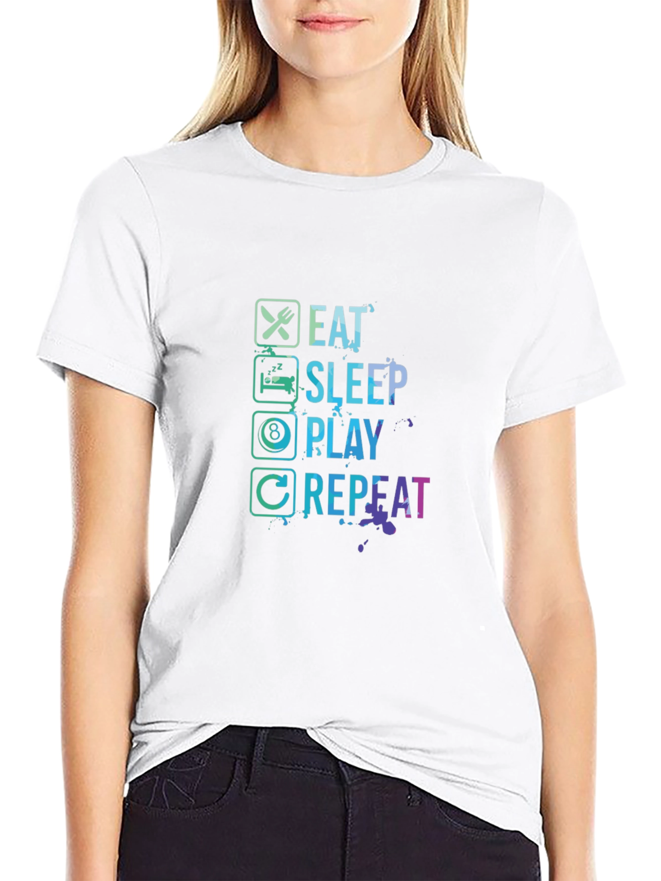 Black Eat Sleep Play Repeat T-Shirt - Gamer Tee view 9