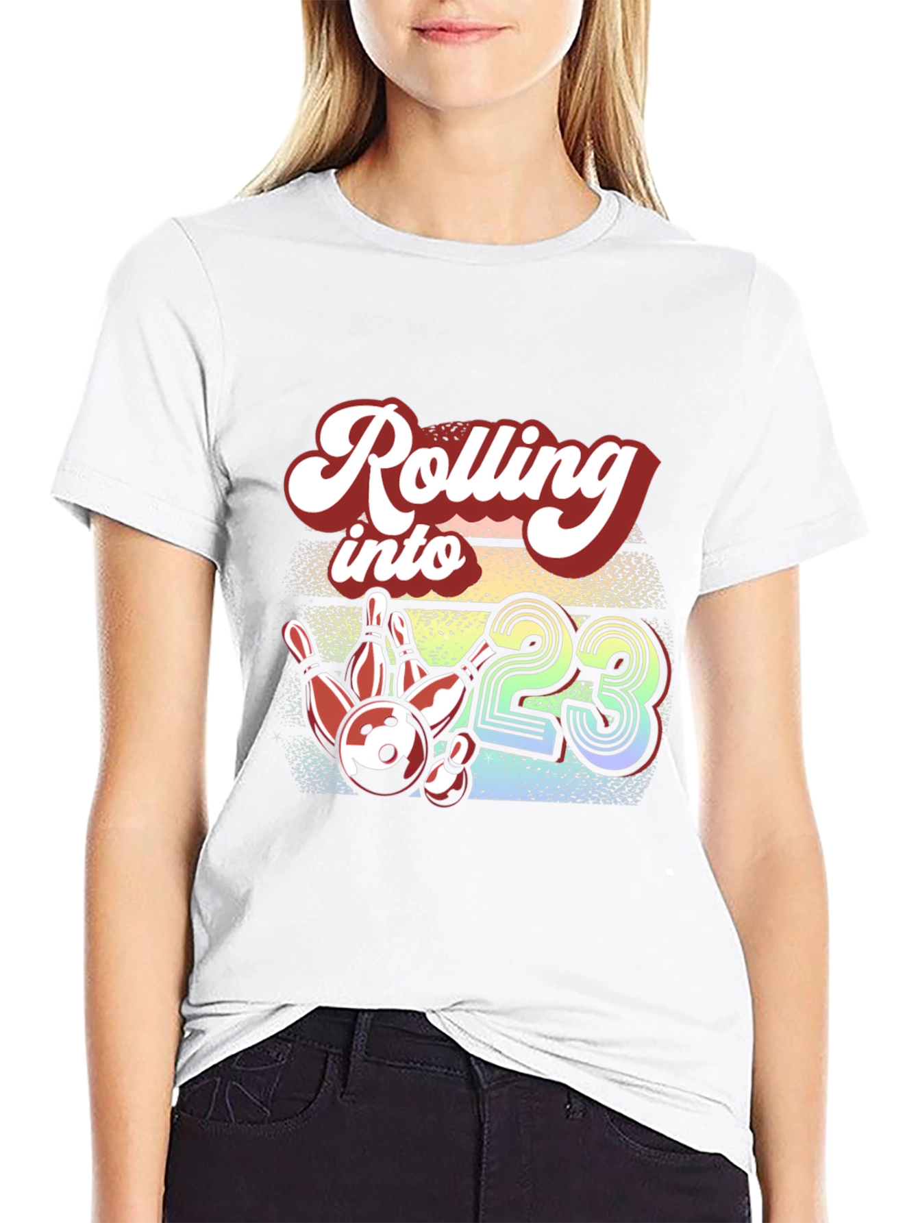 Black Rolling into 23 Bowling Graphic Tee view 9