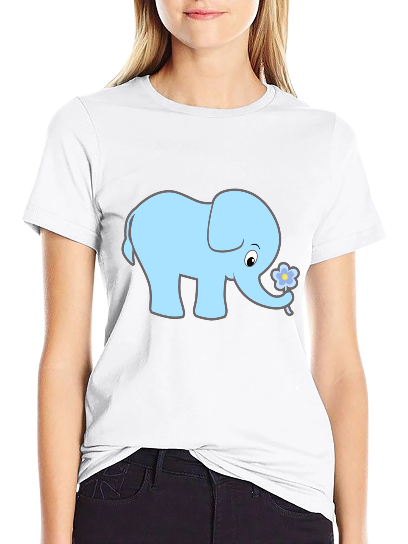 Black Cute Elephant Graphic Tee - Black view 9