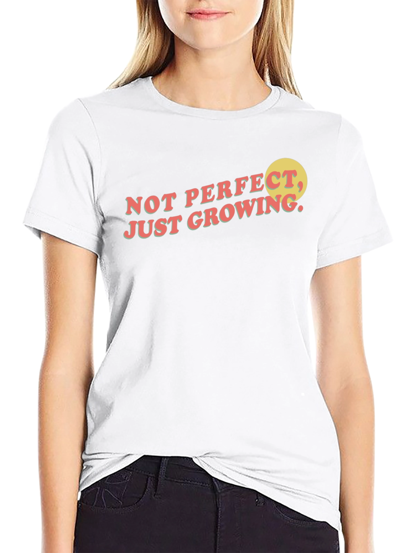 Black Not Perfect Just Growing T-Shirt view 9