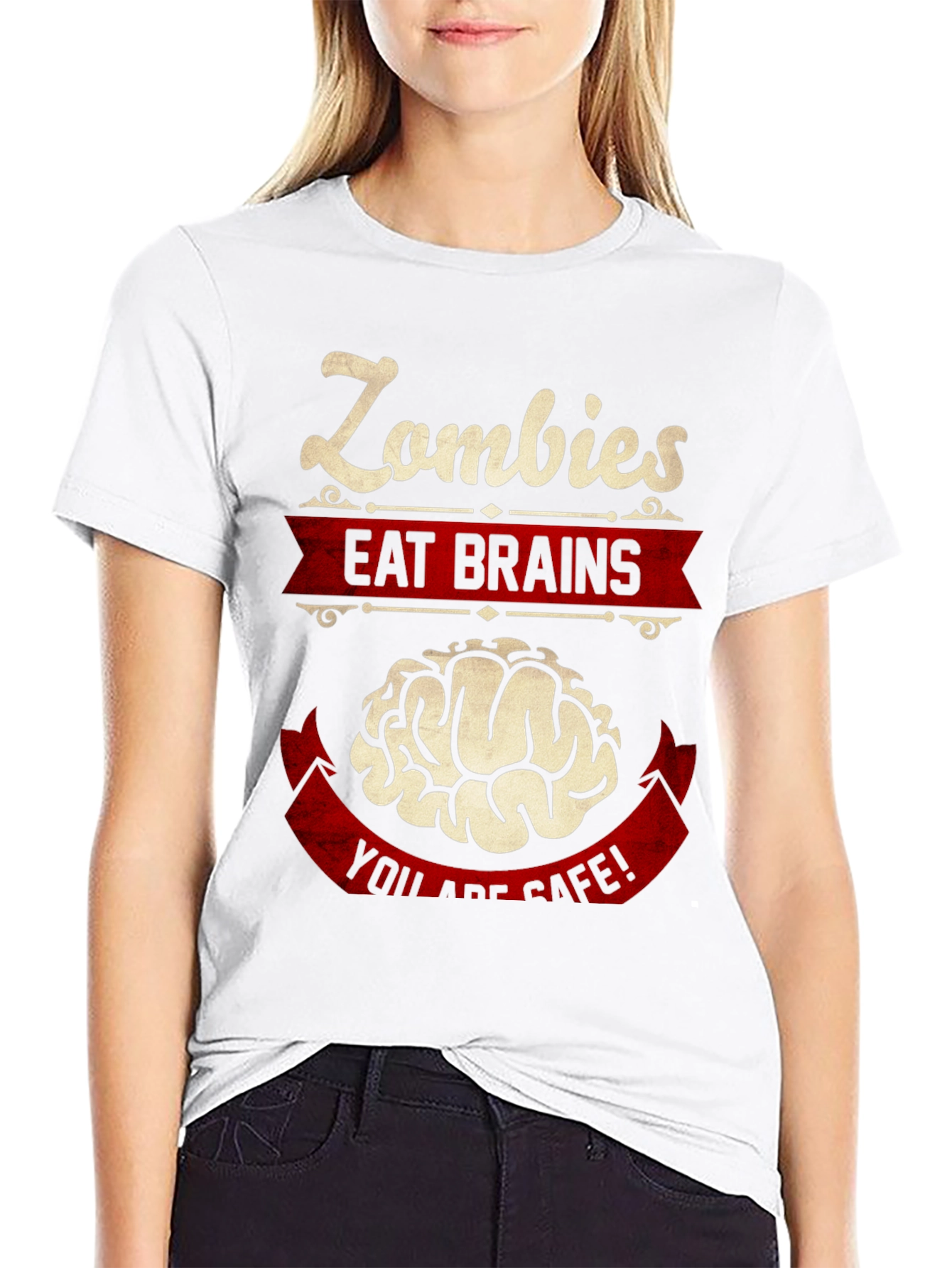 Black Zombies Eat Brains Graphic T-Shirt - Humor Tee view 9