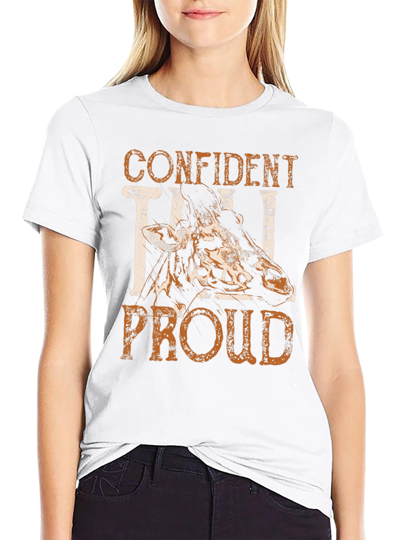 Black Confident Tall Proud Giraffe Graphic Tee view 9