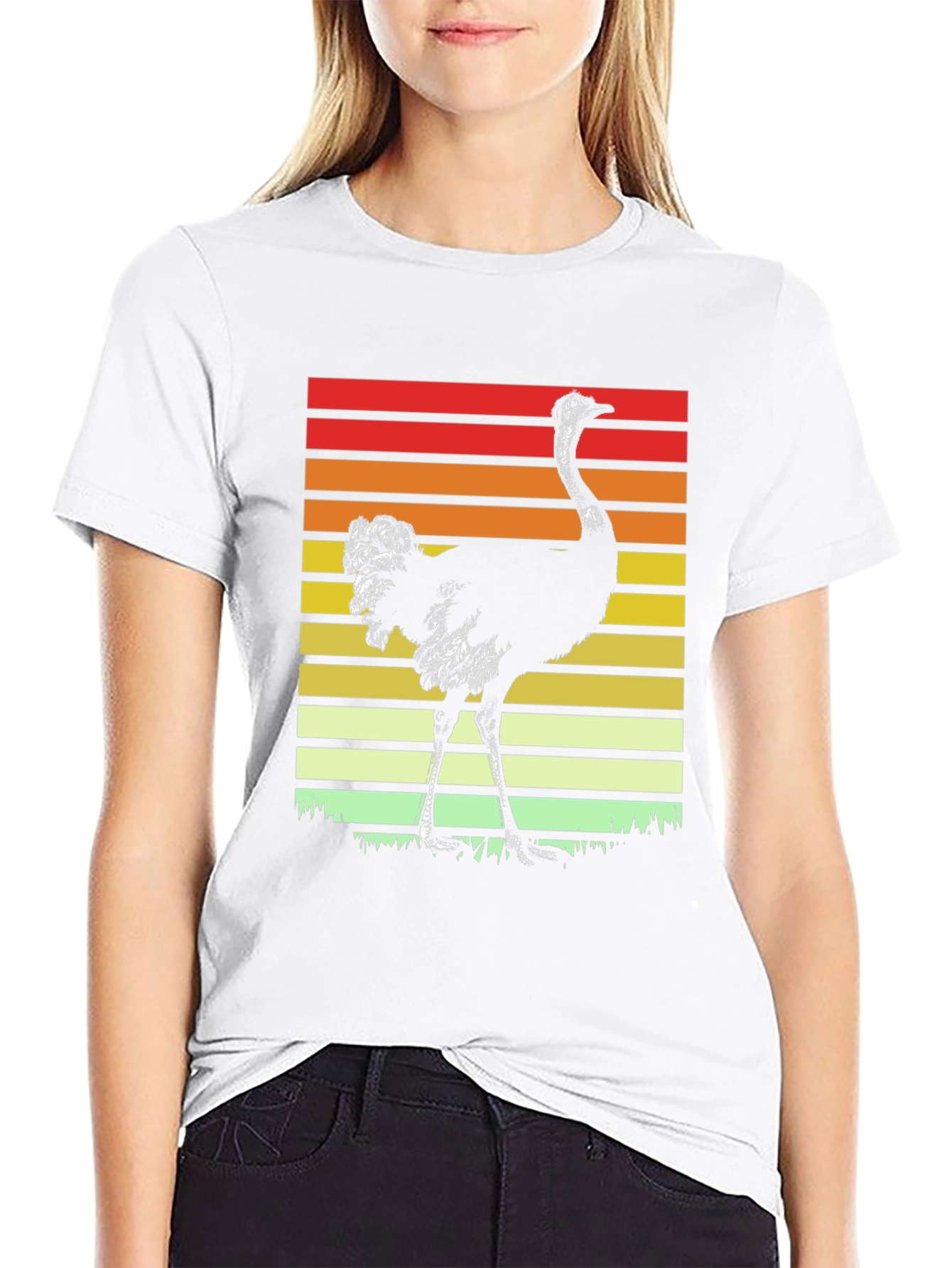 Black Retro Ostrich Sunset T-Shirt view 9