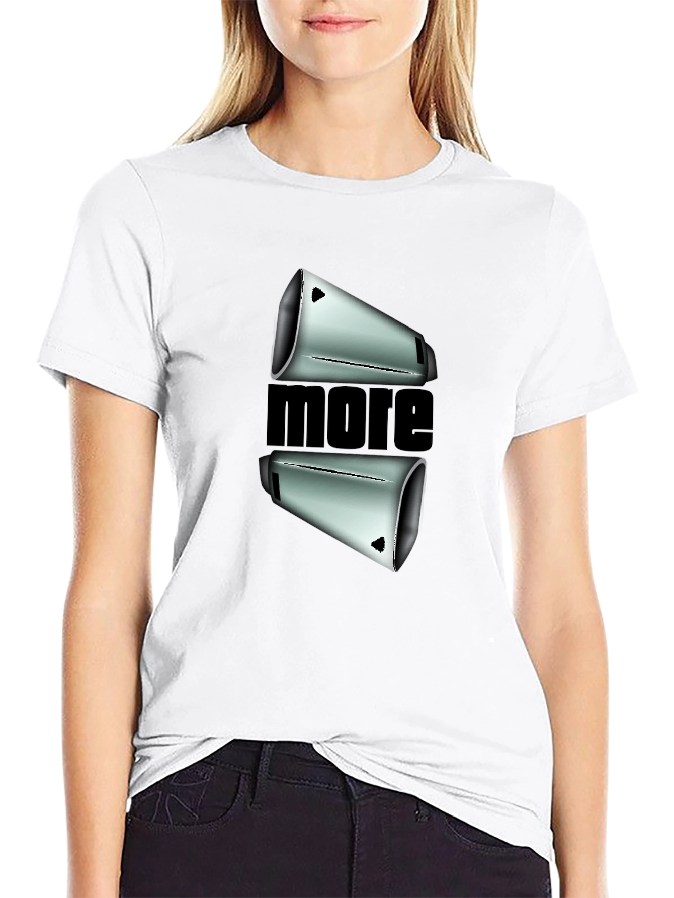 Black Modern "More" Graphic Black T-Shirt view 9