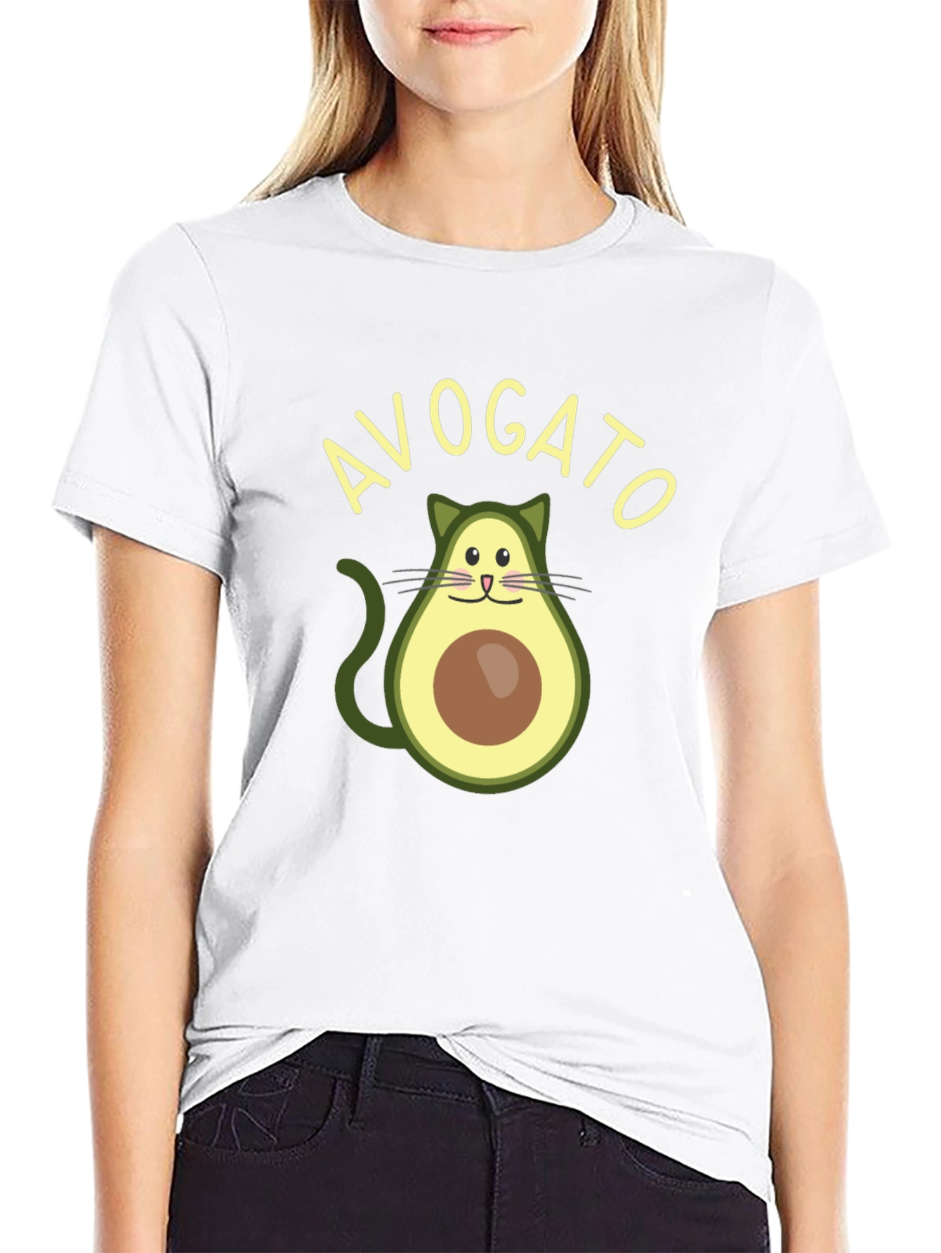 Black Avogato T-Shirt - Funny Avocado Cat Graphic Tee view 9