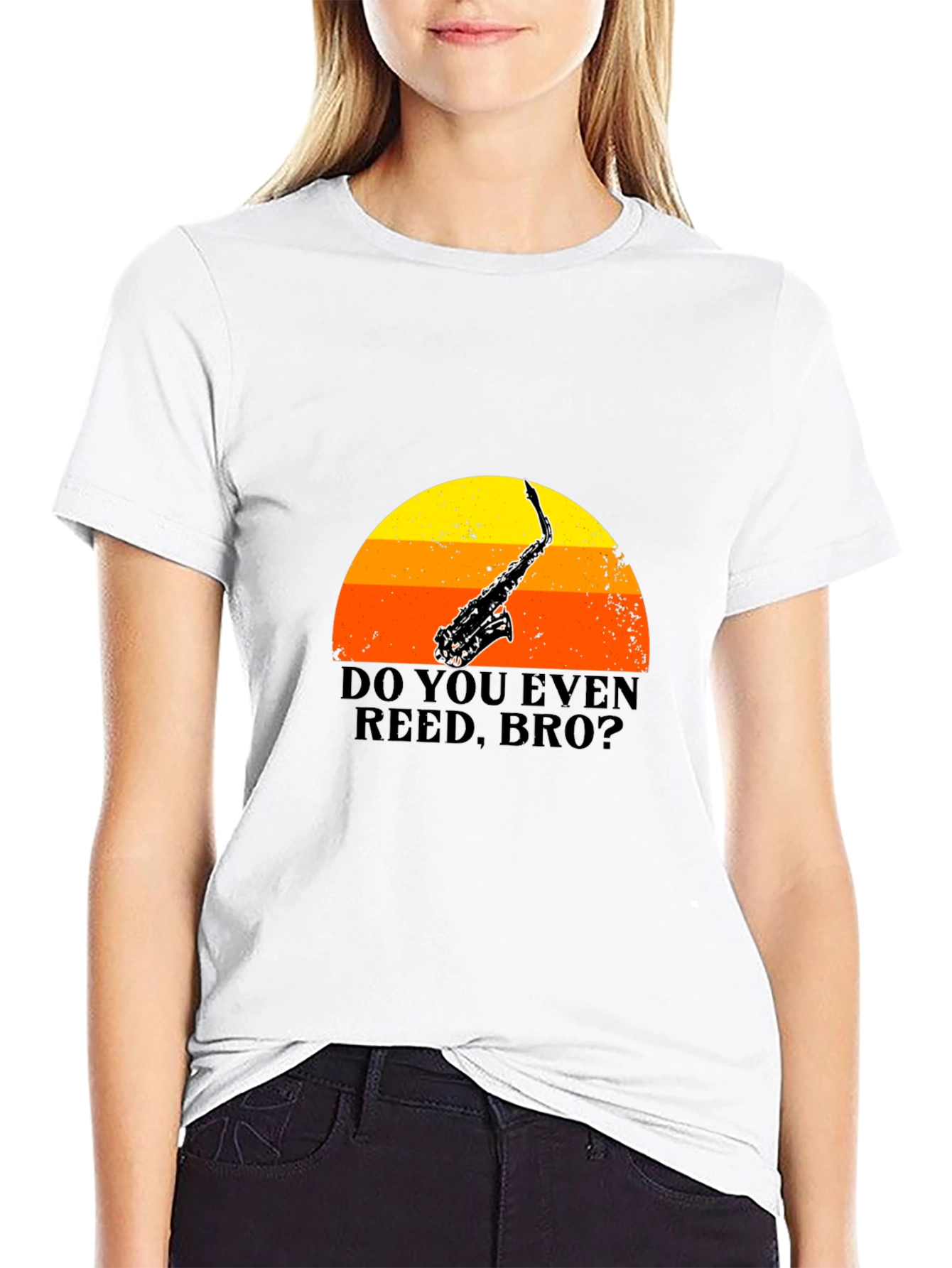 Black Do You Even Reed Bro? T-Shirt Saxophone Music Sunset view 9