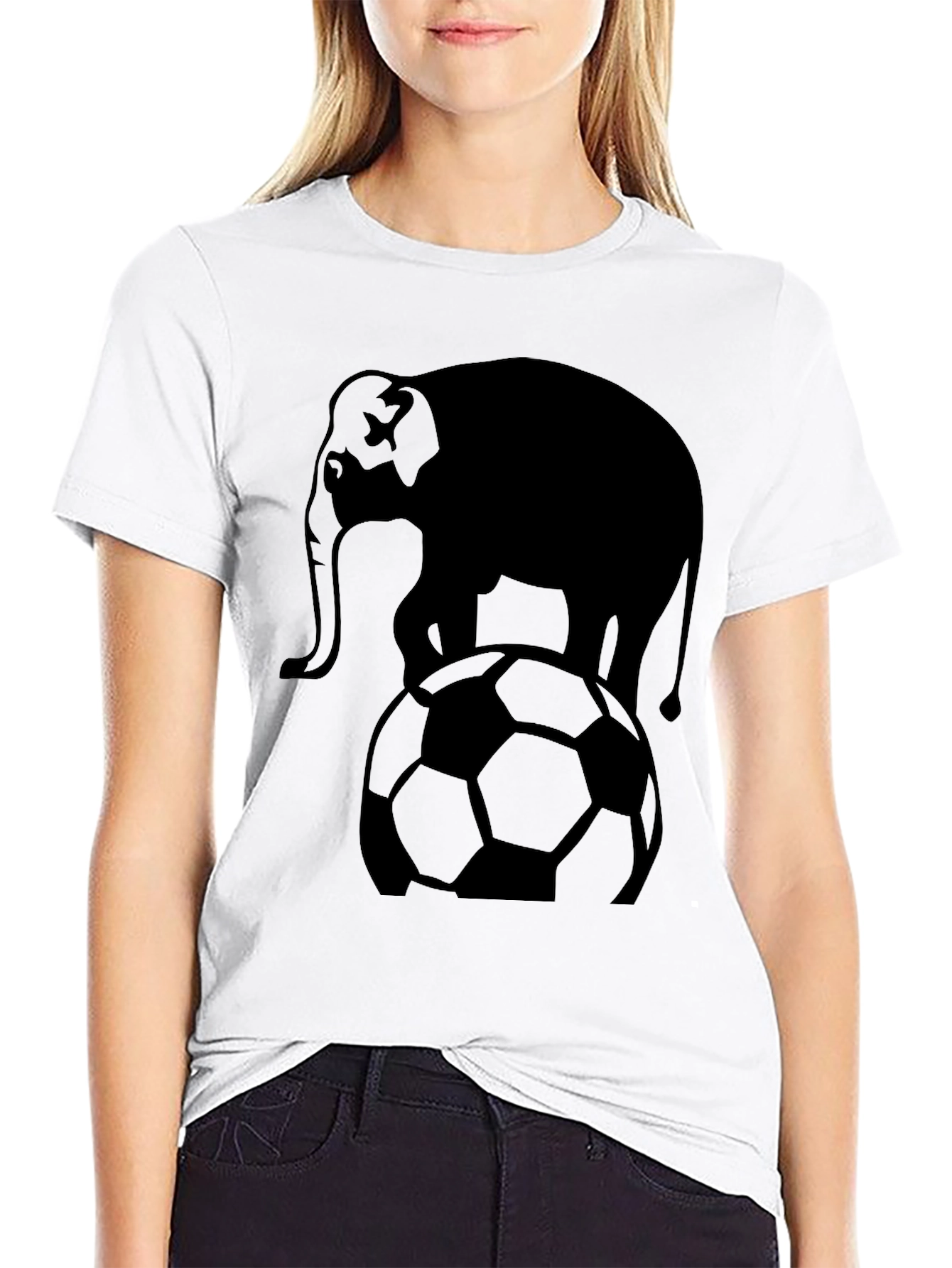 Black Elephant Soccer Ball Graphic T-Shirt - Black view 9