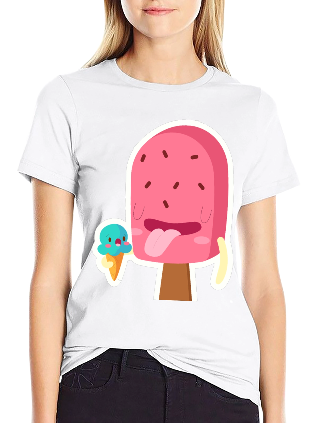 Black Cartoon Popsicle Graphic T-Shirt view 9