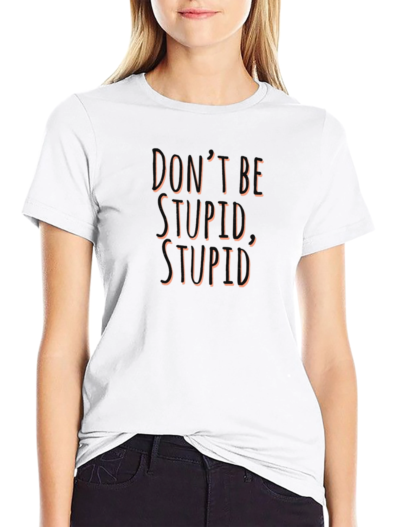 Black Don't Be Stupid Graphic Tee - Men's Black Crew Neck T-Shirt view 9