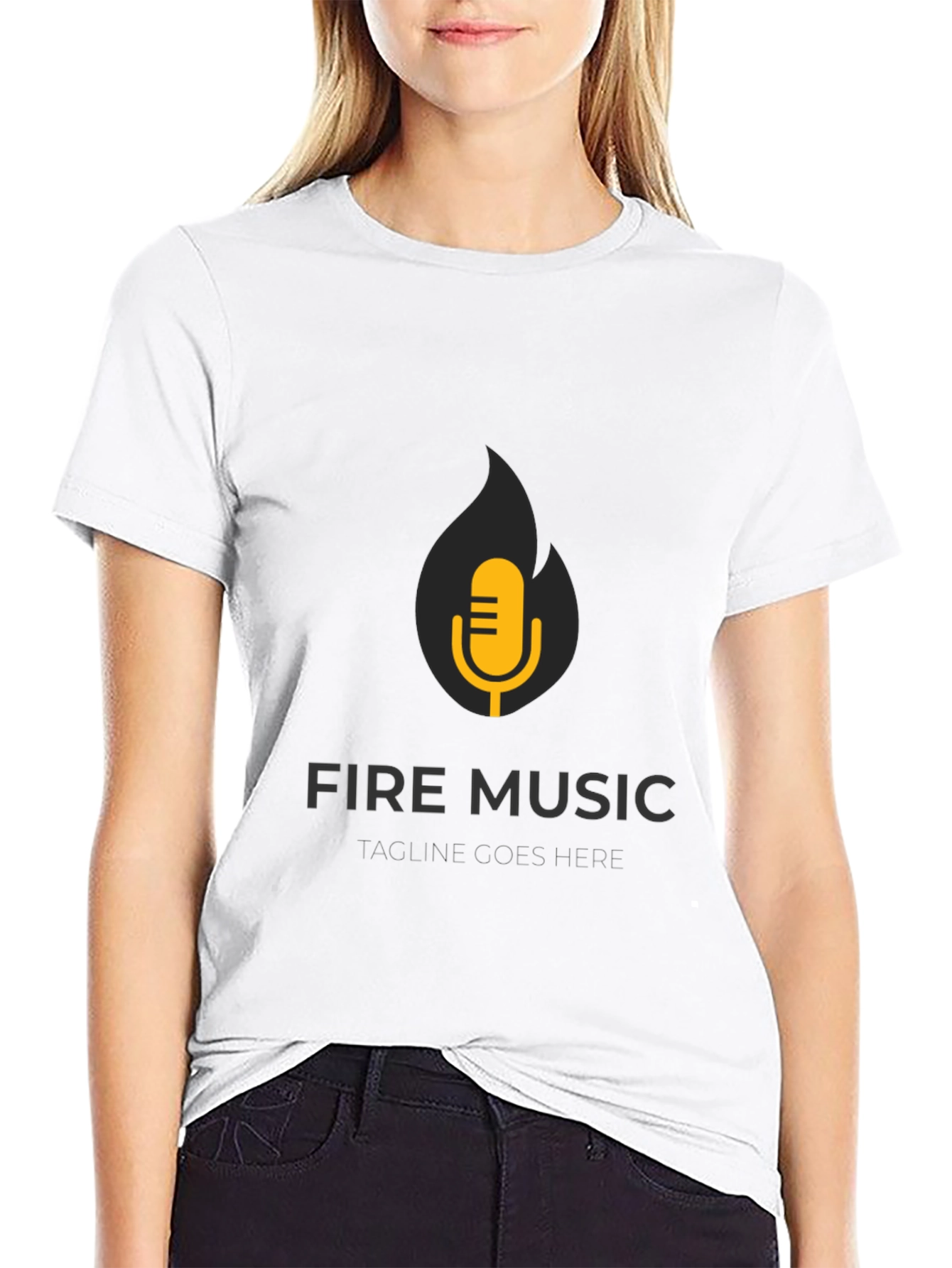 Black Fire Music Graphic Tee - Black Cotton T-Shirt view 9