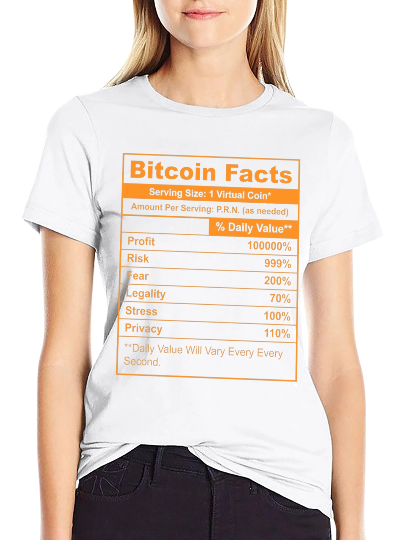 Black Bitcoin Facts Novelty T-Shirt view 9