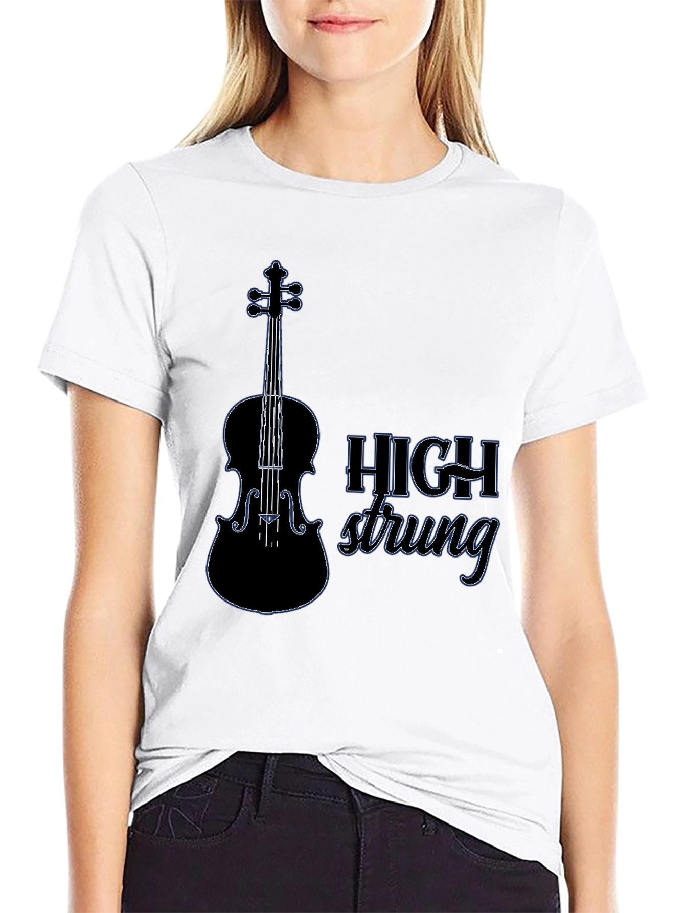 Black High Strung Violin T-Shirt - Music Lover Tee view 9
