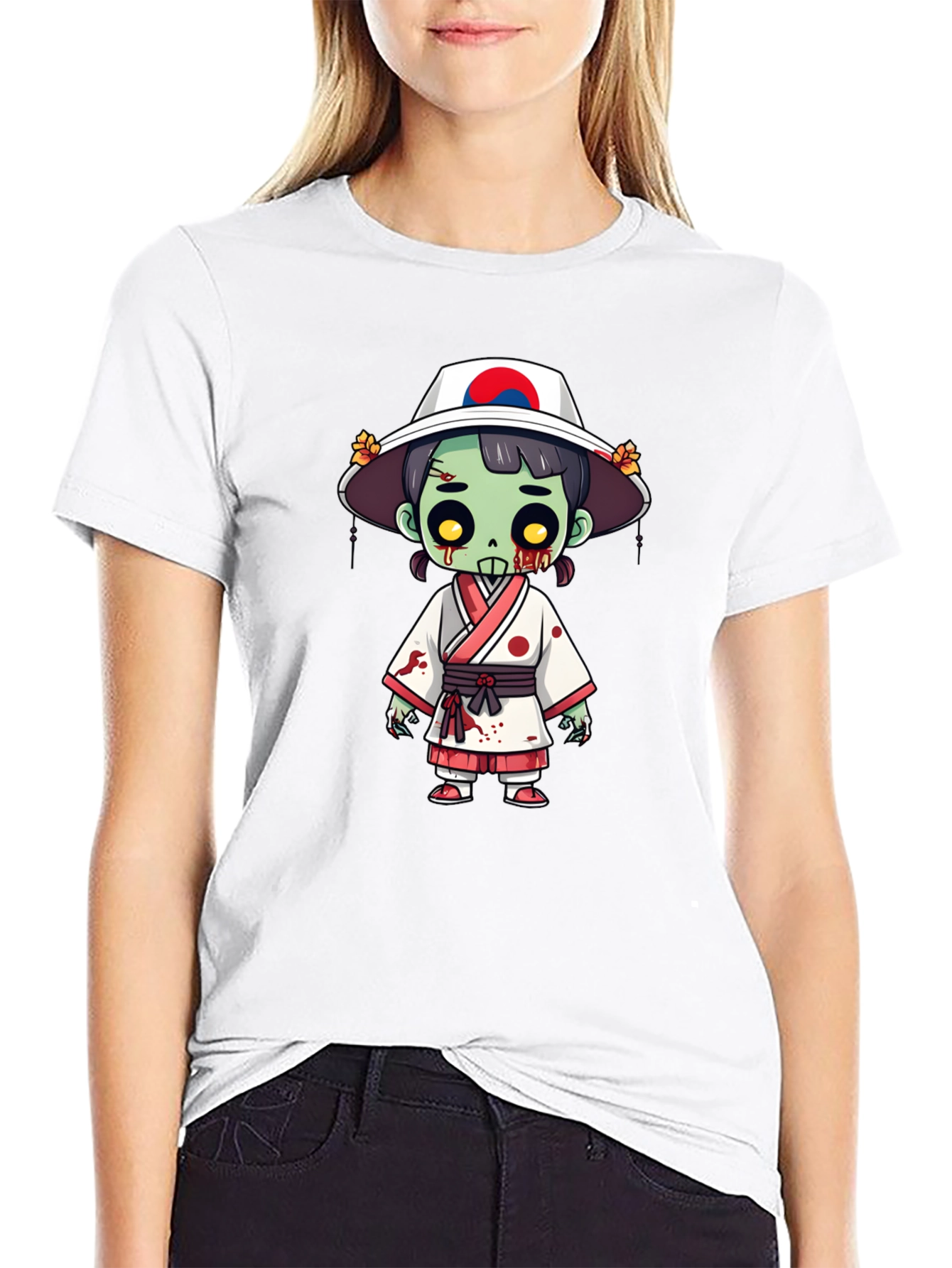 Black Zombie Girl T-Shirt - Spooky Korean Style view 9