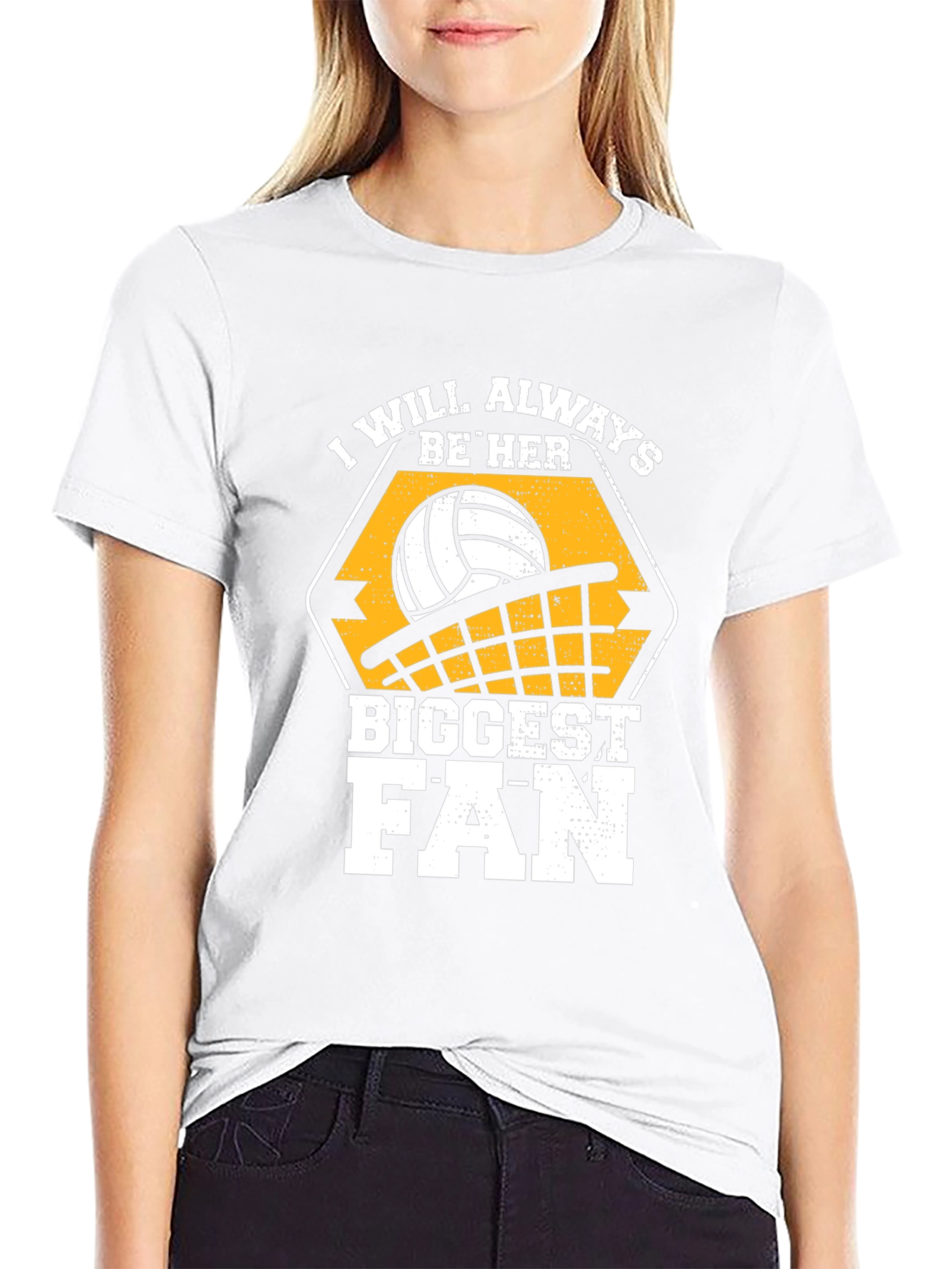 Black Volleyball Fan T-Shirt - I Will Always Be Her Biggest Fan view 9