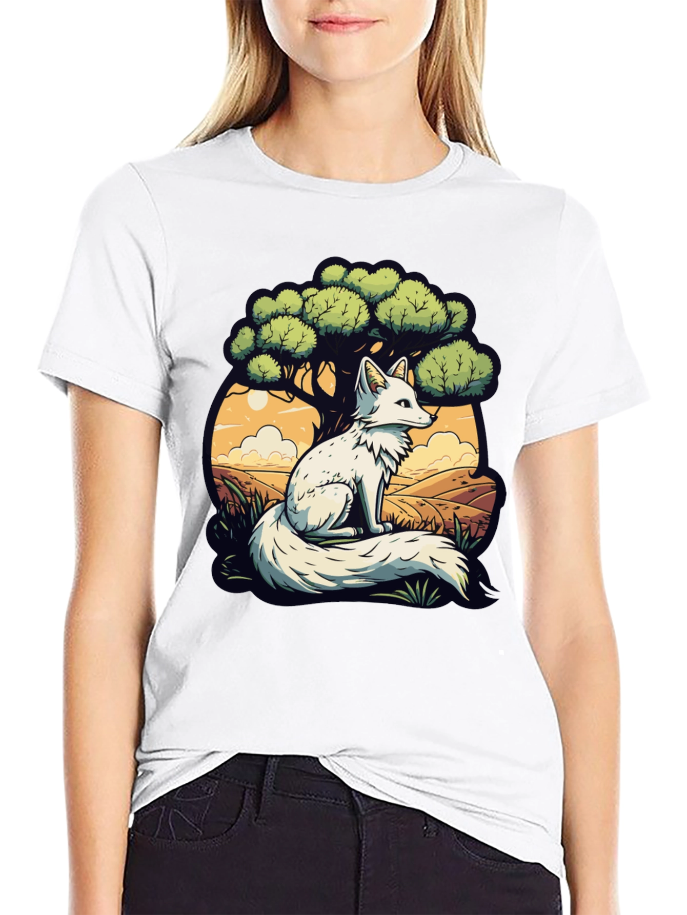 Black Arctic Fox Graphic Tee - Nature Lover's T-Shirt view 9