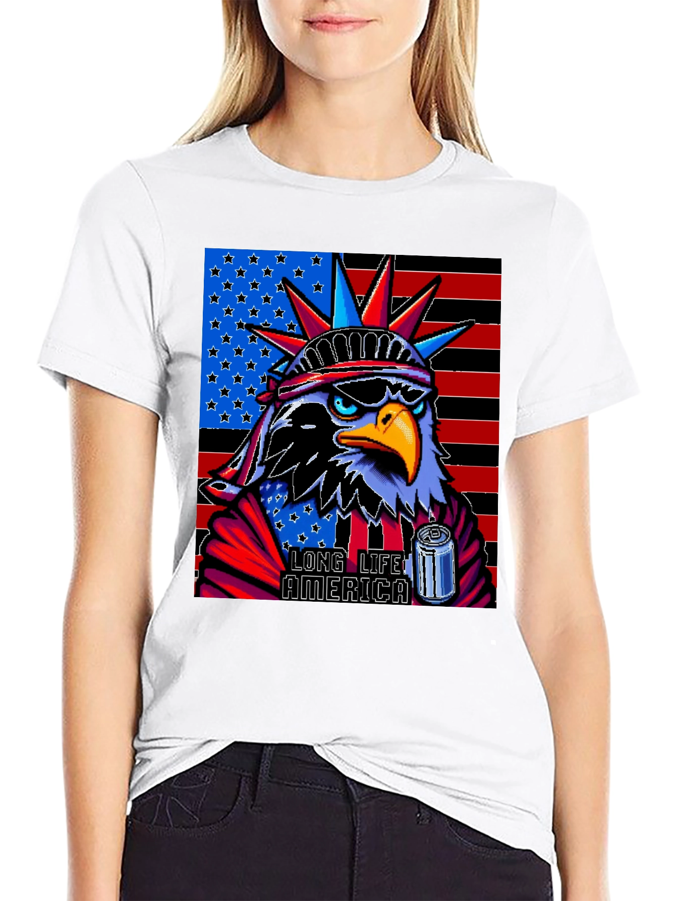Black Patriotic Eagle T-Shirt: Long Live America! view 9