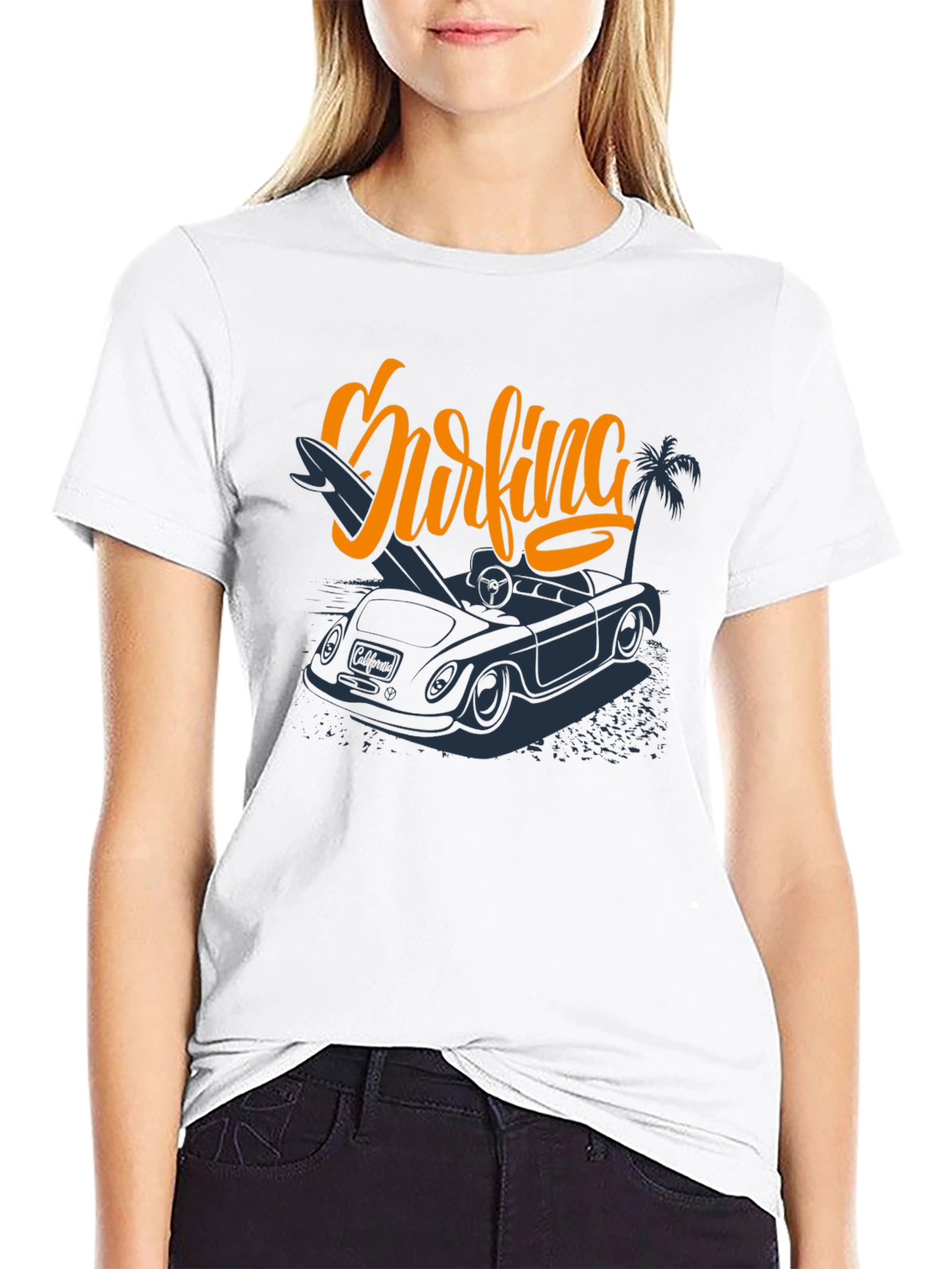 Black Surfing Car Graphic Tee -  Vacation Ready view 9